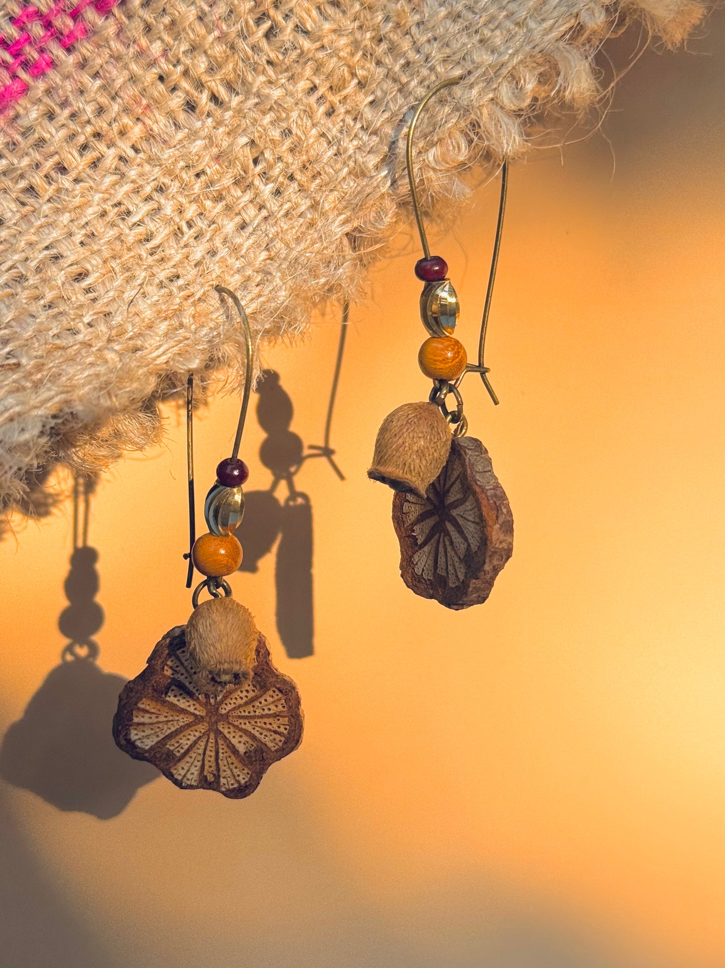 Wild Jujube & Red Vine Wood Earrings – Copper Hook