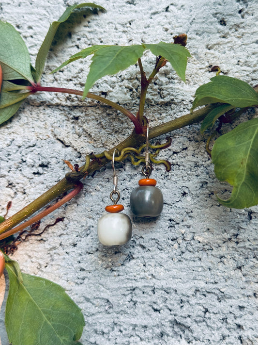 Green Bodhi Seed & Olive Slice Earrings