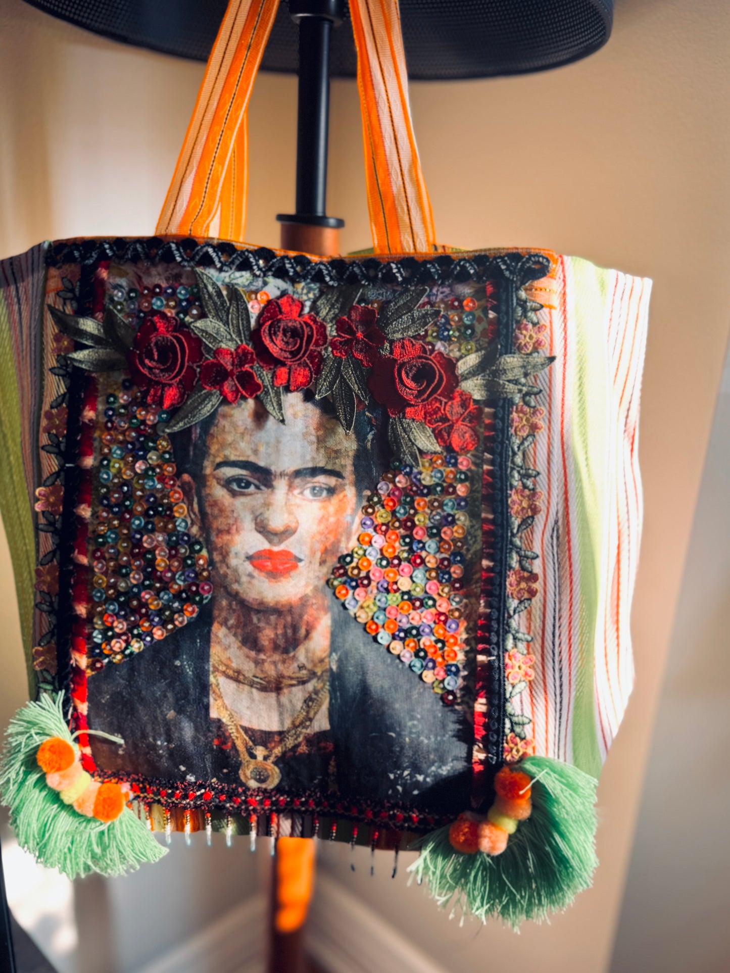 Frida-Inspired Handmade Textile Tote Bag | One of a Kind