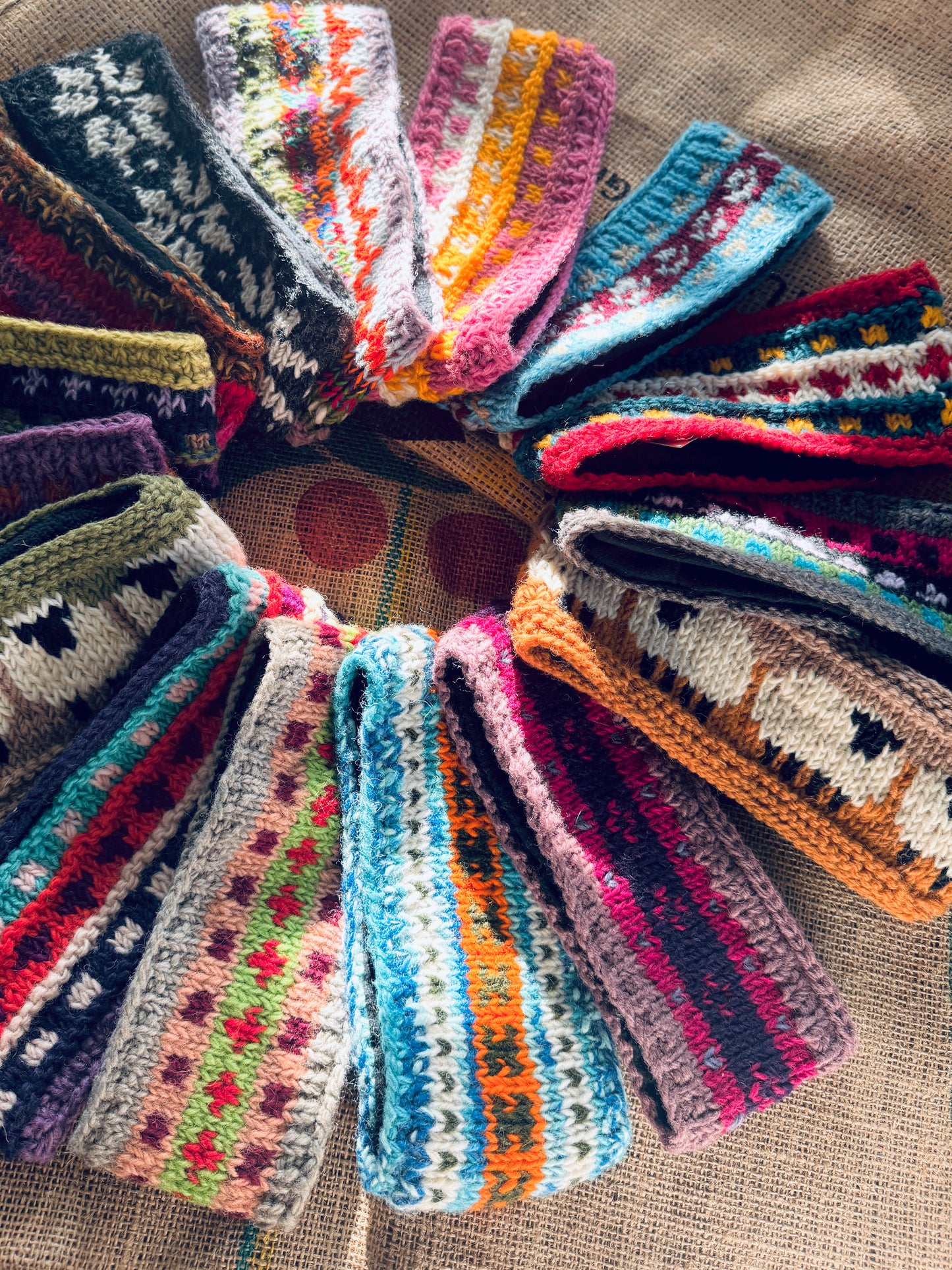 Hand Knit Wool Ear Warmer Headband – Fleece Lined, One of a Kind, Handmade in Nepal