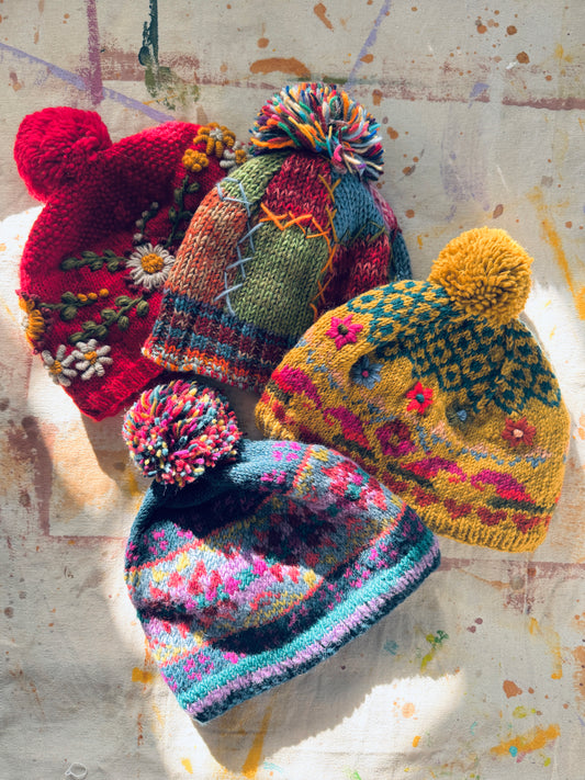 🔥 “Festival Glow” Wool Knit Hats – Handmade in Nepal(3 Options) 🇳🇵