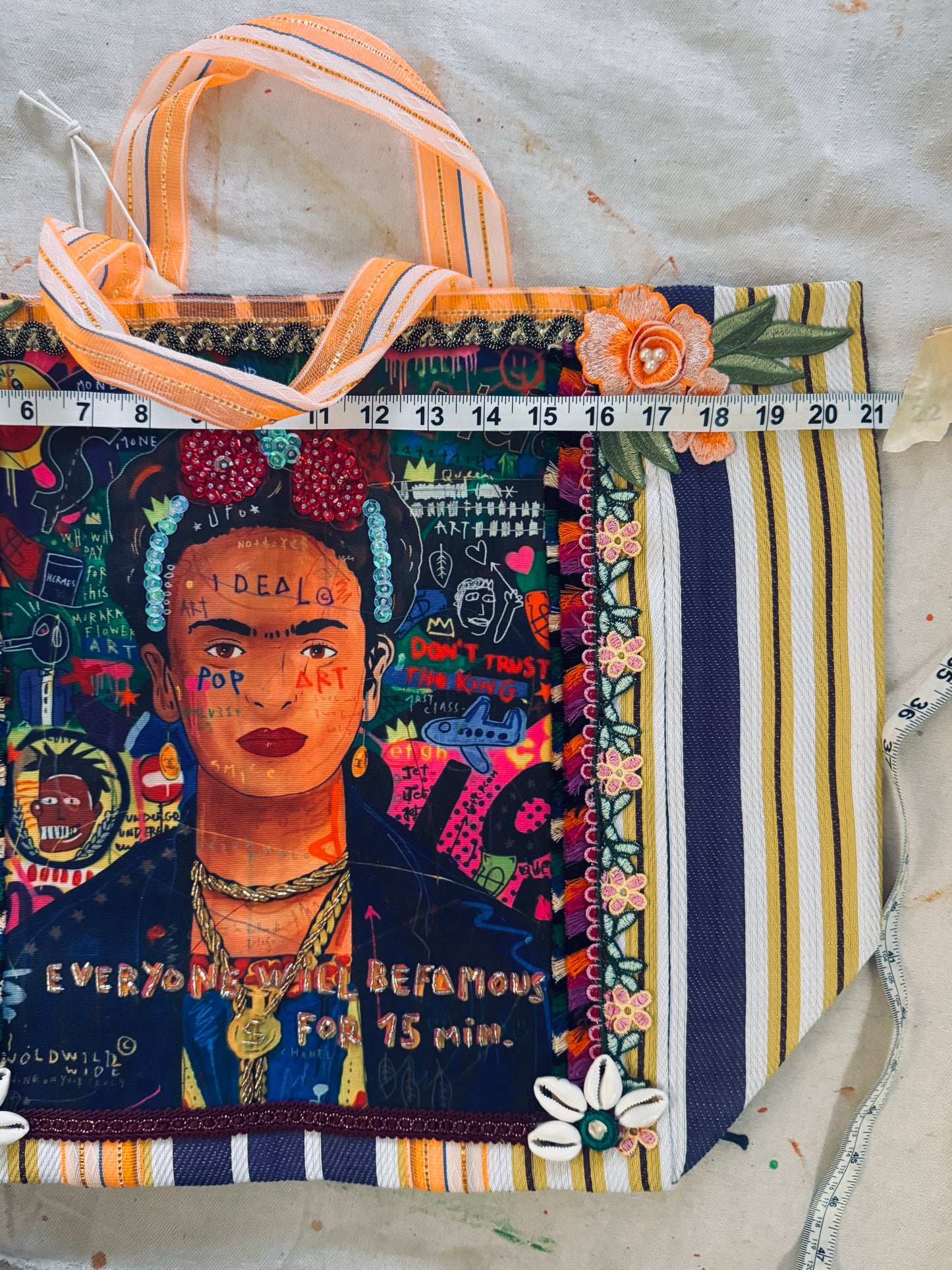 Frida-Inspired Handmade Textile Tote Bag | One of a Kind
