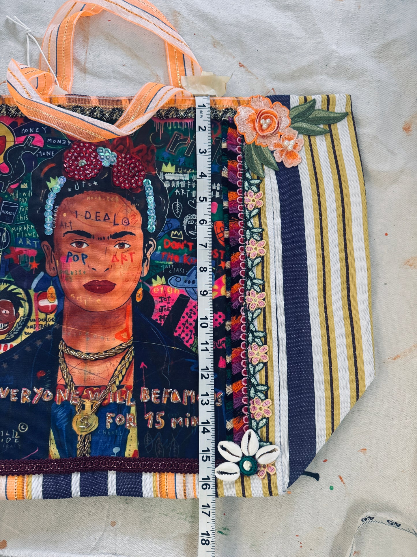 Frida-Inspired Handmade Textile Tote Bag | One of a Kind