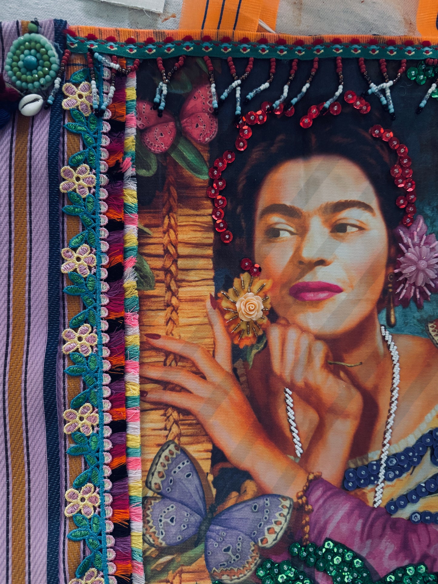Frida-Inspired Handmade Textile Tote Bag | One of a Kind