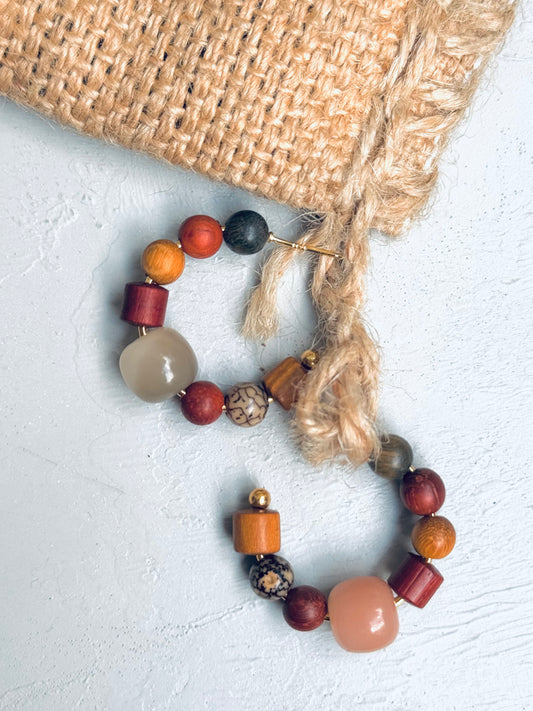 “Earthbound Harmony” Sandalwood & Bodhi Hoop Earrings