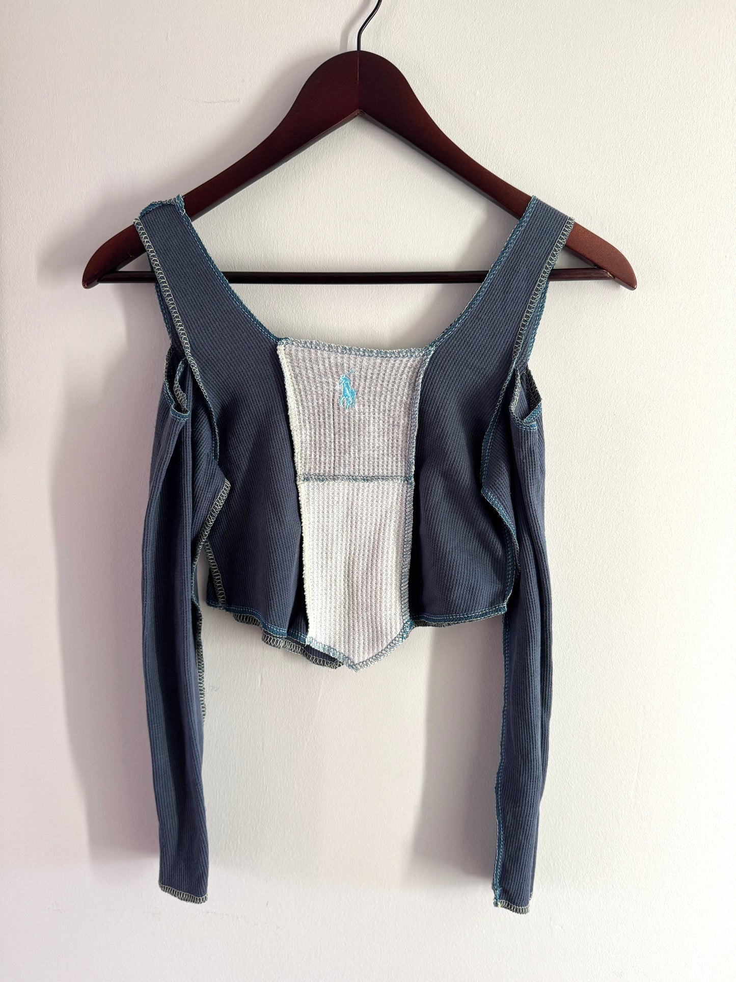 Deconstructed Cut-Out Long Sleeve Crop Top