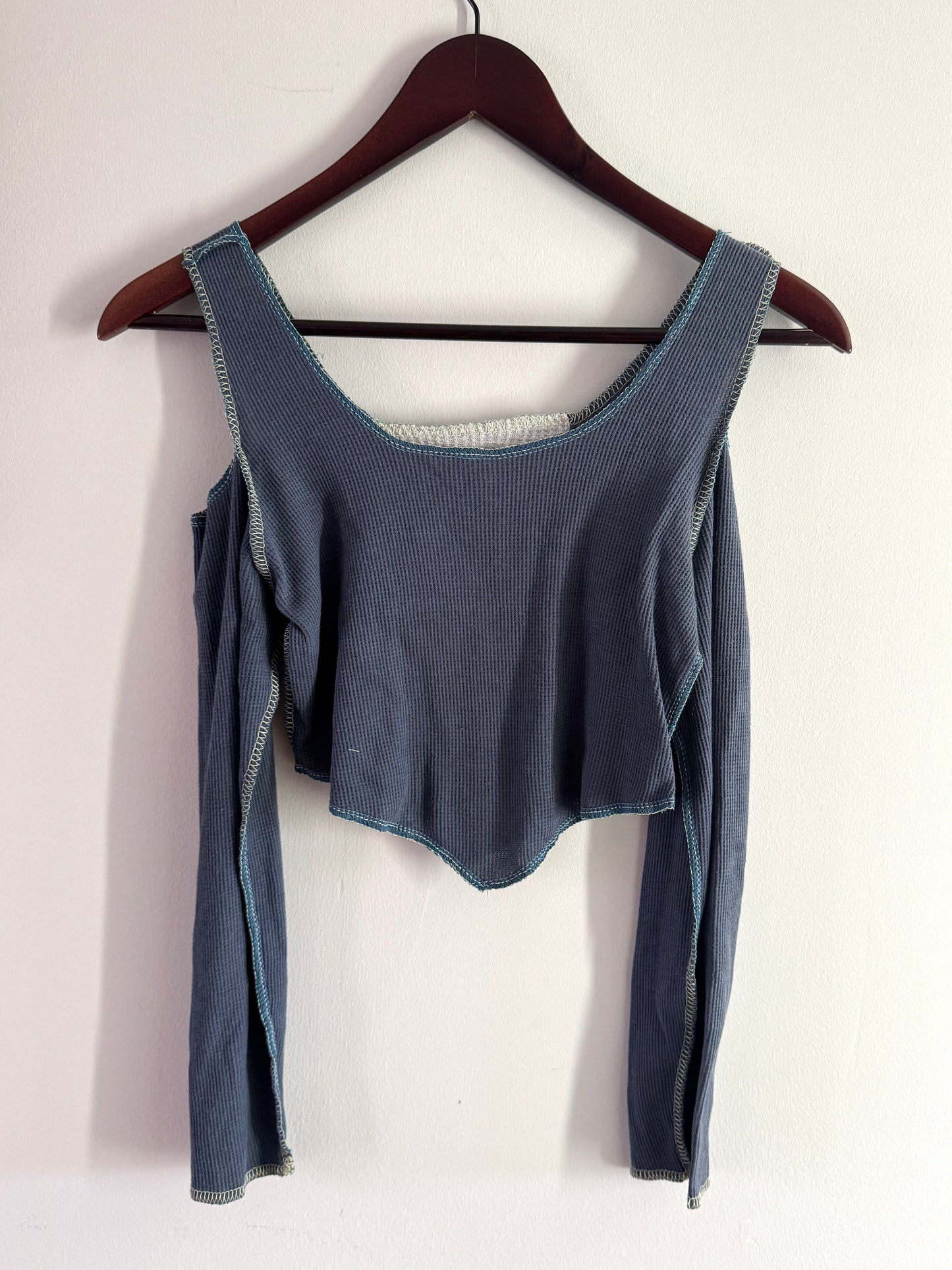 Deconstructed Cut-Out Long Sleeve Crop Top