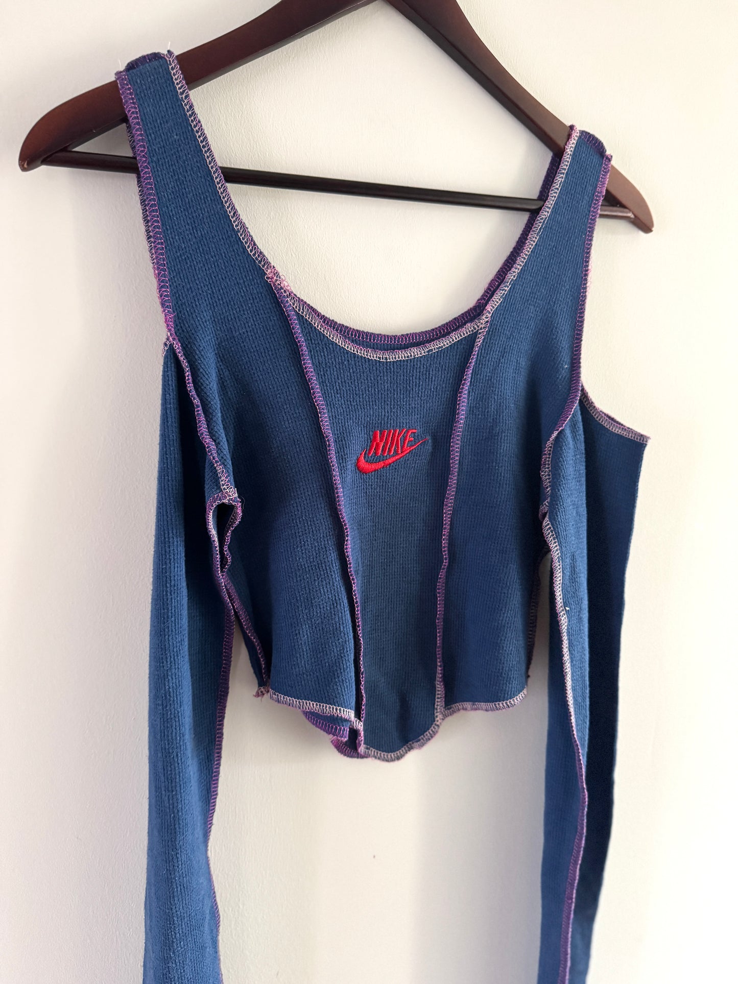 Deconstructed Cut-Out Long Sleeve Crop Top