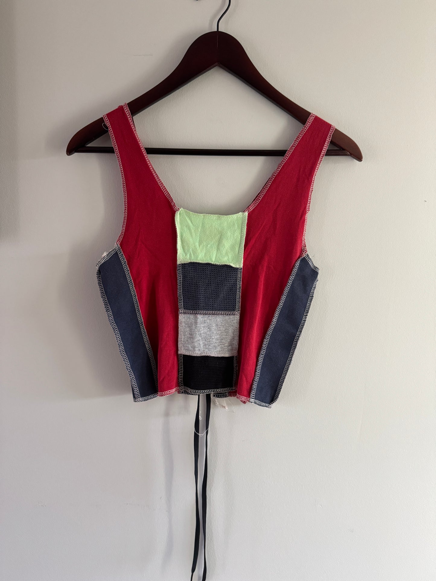 Deconstructed Patchwork Crop Top – Y2K Streetwear Series