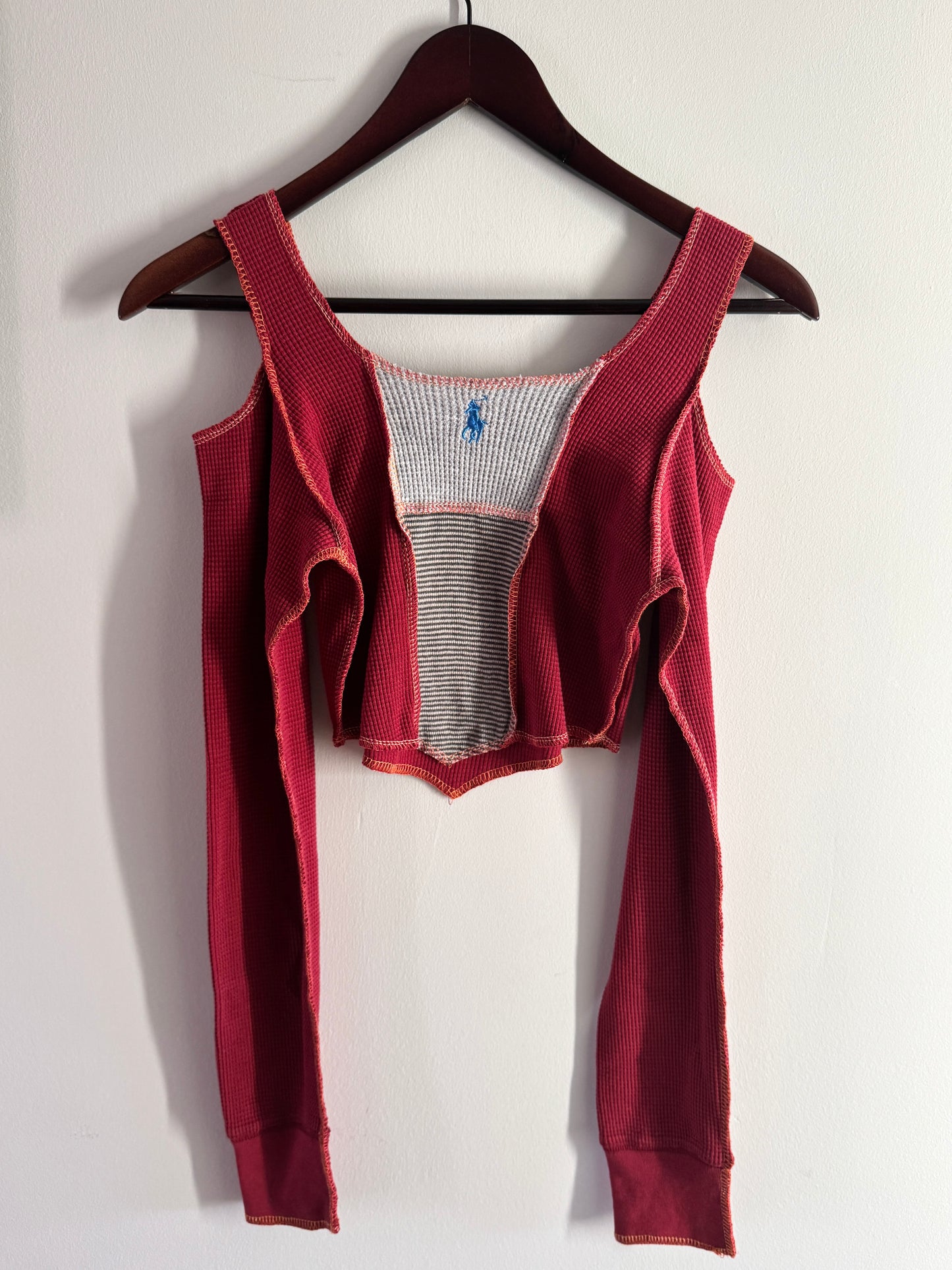 Deconstructed Cut-Out Long Sleeve Crop Top