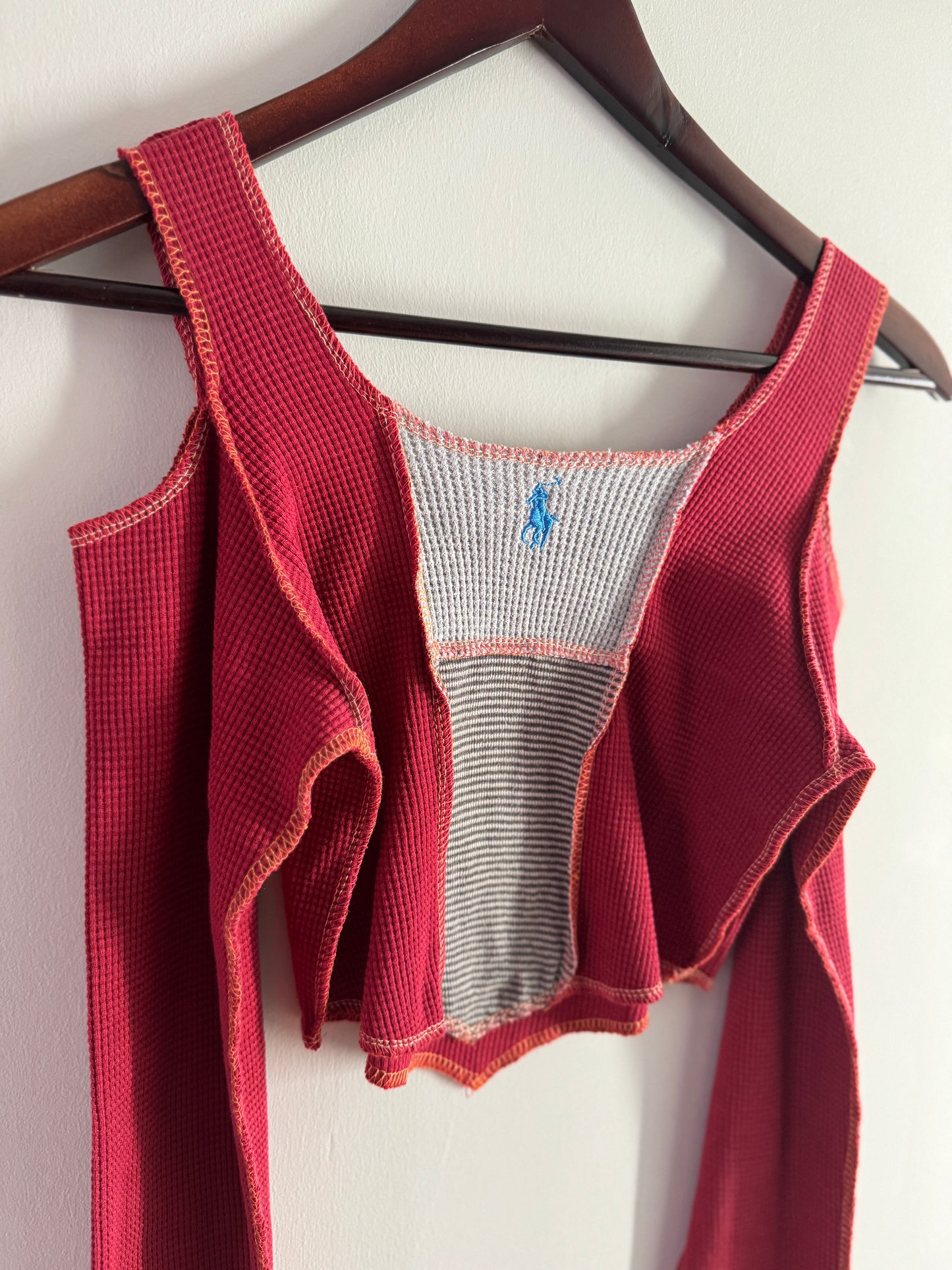 Deconstructed Cut-Out Long Sleeve Crop Top