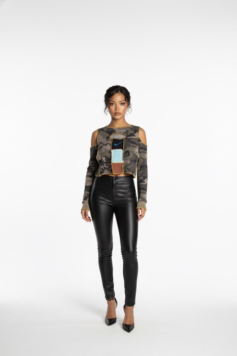 Y2K Deconstructed Knit Top – Long Sleeve Cut-Out