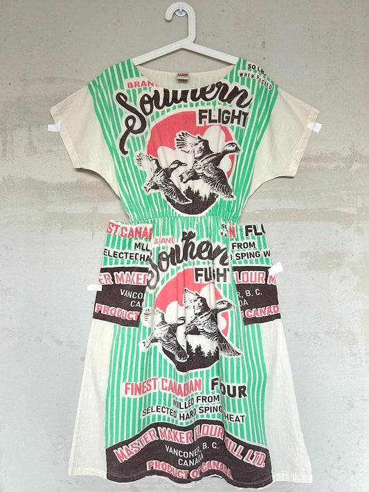 Vintage Thai Cotton Market Dress – Tomato / Southern Flight Print