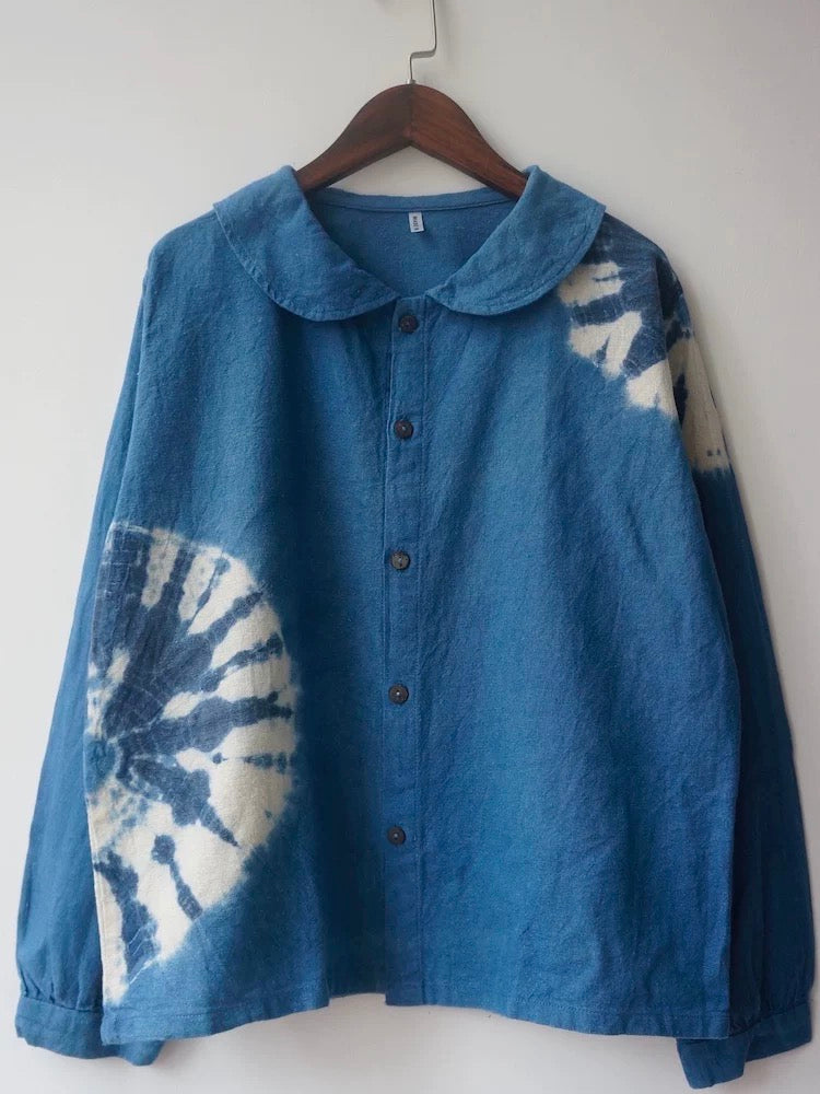 Handmade Indigo Dyed Cotton Shirt | Natural Plant Dye | Thailand Made