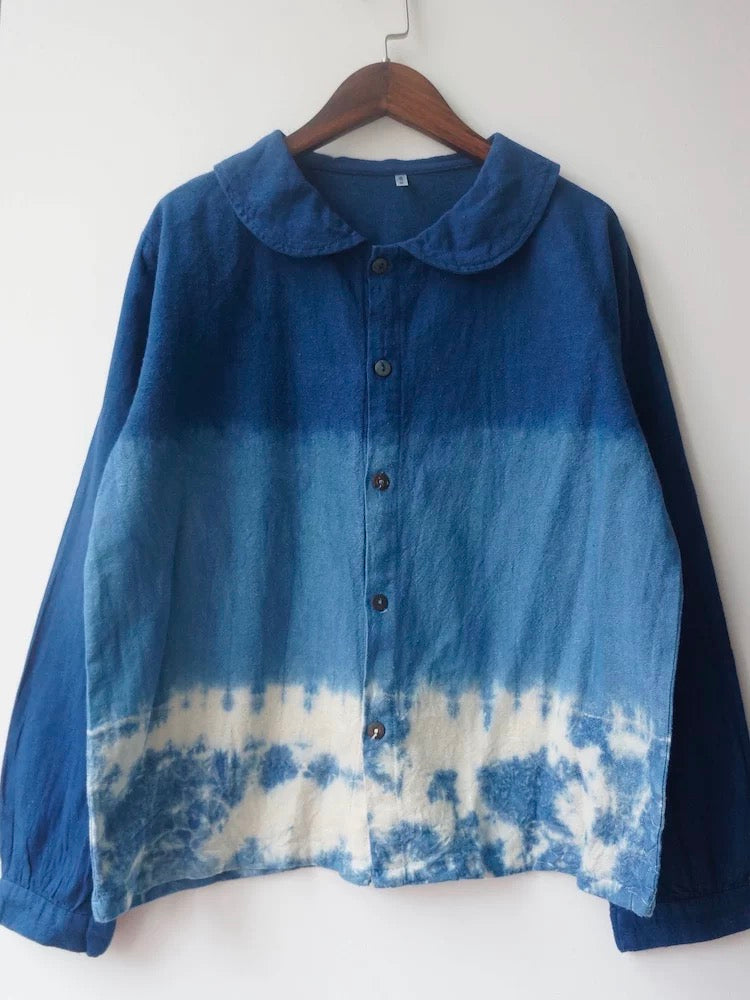Handmade Indigo Dyed Cotton Shirt | Natural Plant Dye | Thailand Made