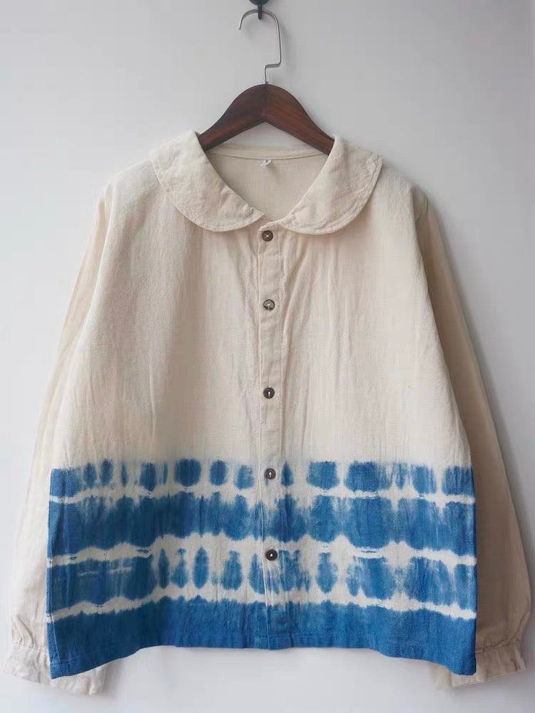Handmade Indigo Dyed Cotton Shirt | Natural Plant Dye | Thailand Made