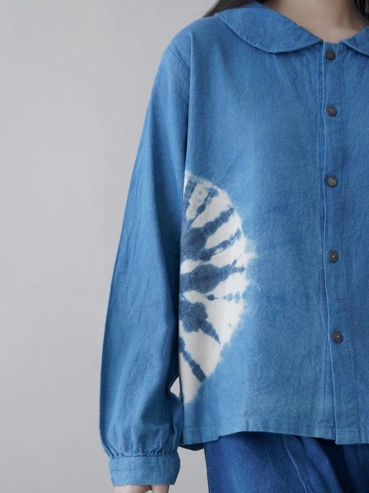 Handmade Indigo Dyed Cotton Shirt | Natural Plant Dye | Thailand Made