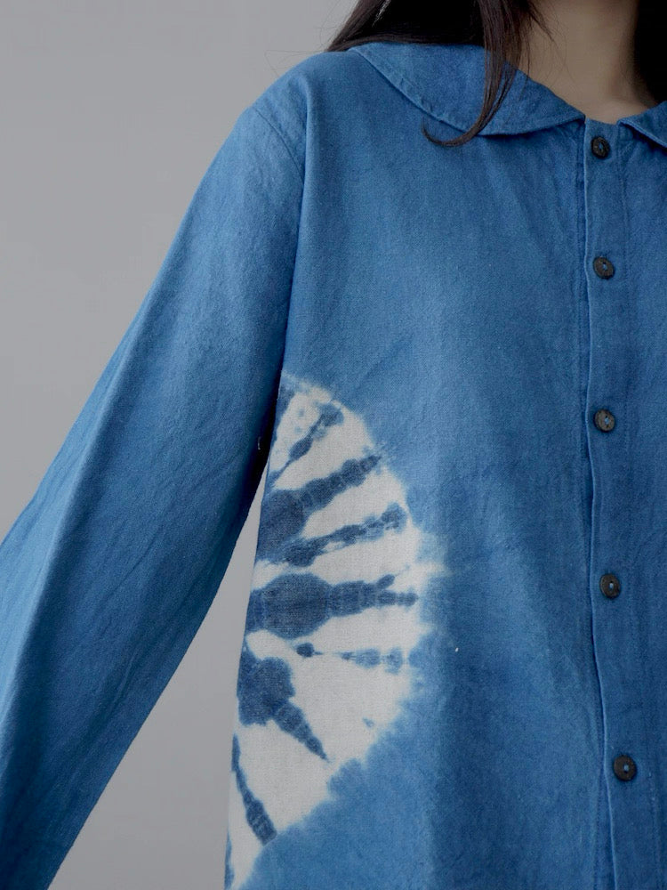 Handmade Indigo Dyed Cotton Shirt | Natural Plant Dye | Thailand Made