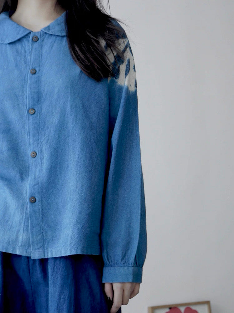 Handmade Indigo Dyed Cotton Shirt | Natural Plant Dye | Thailand Made