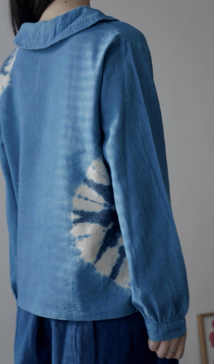 Handmade Indigo Dyed Cotton Shirt | Natural Plant Dye | Thailand Made