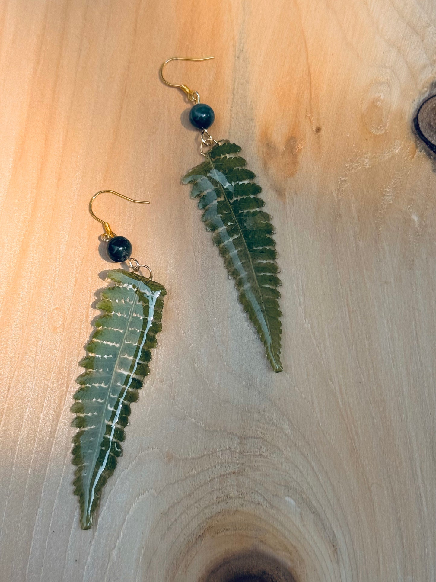 Whispers of the Forest – Fern & Stone Earrings