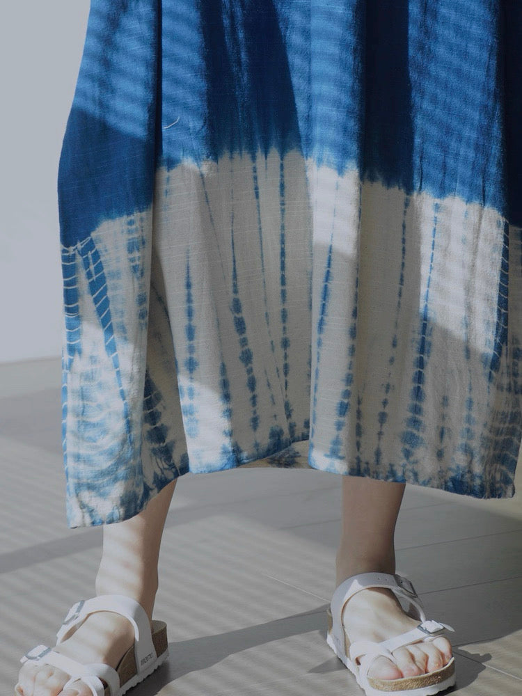 Handmade Indigo Dyed Cotton Dress | Natural Plant Dye | Relaxed Maxi Dress | Made in Thailand