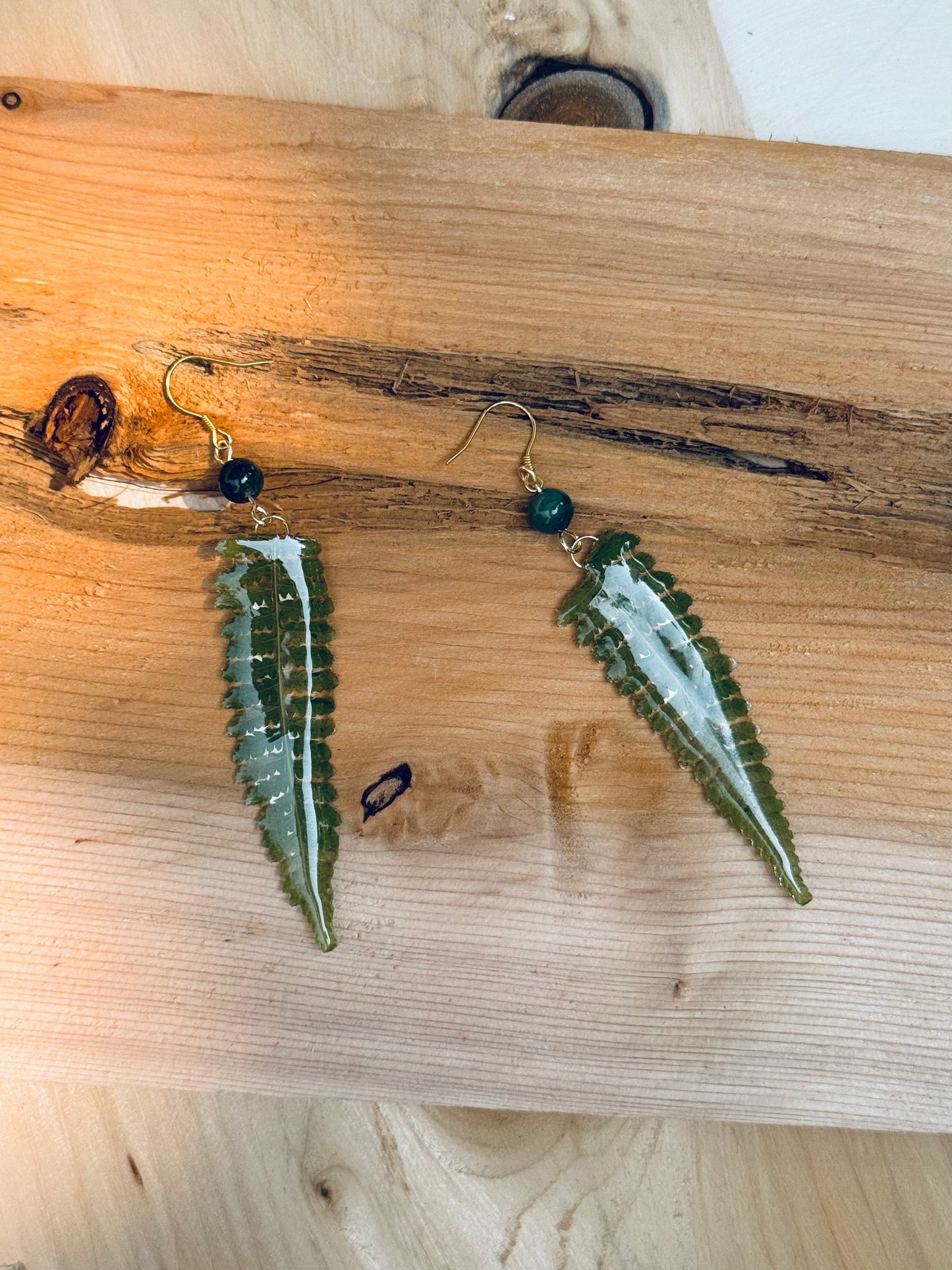 Whispers of the Forest – Fern & Stone Earrings