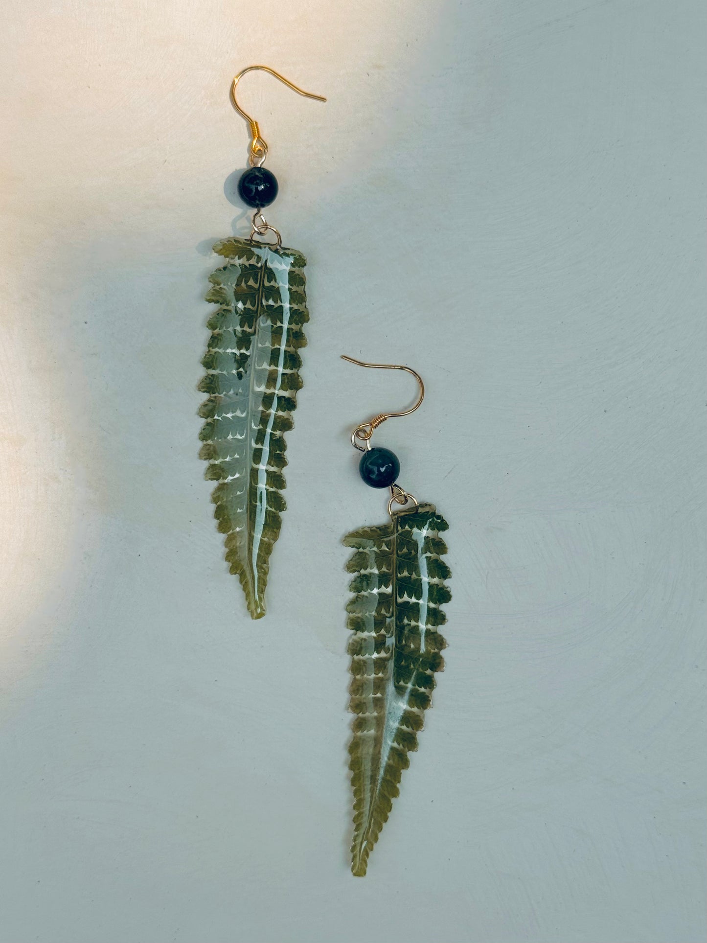 Whispers of the Forest – Fern & Stone Earrings