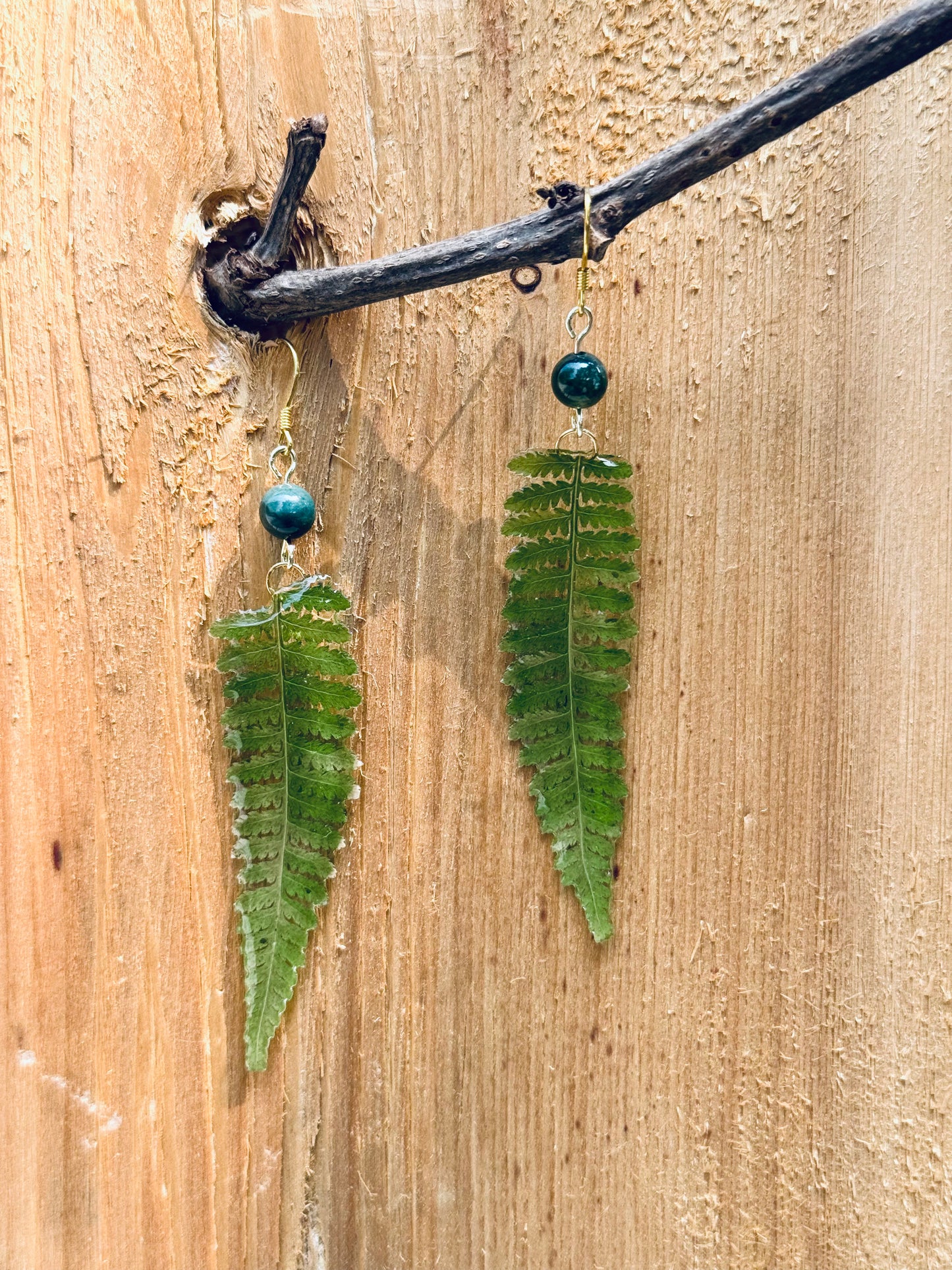 Whispers of the Forest – Fern & Stone Earrings