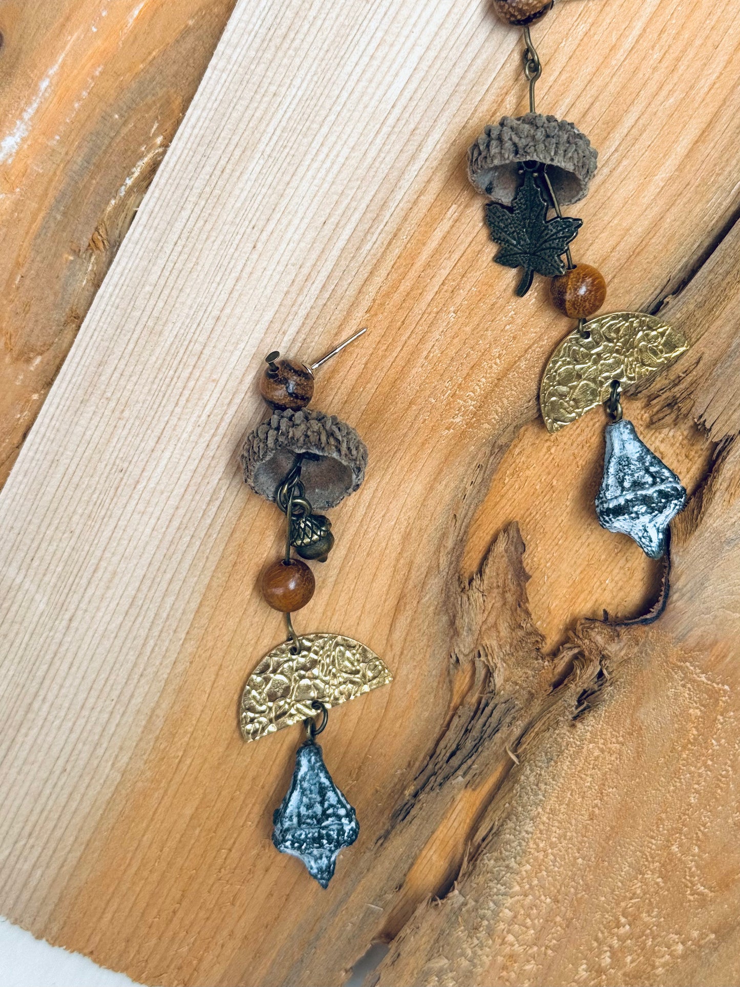 🌿 Woodland Harmony Earrings – Acorn & Eucalyptus
