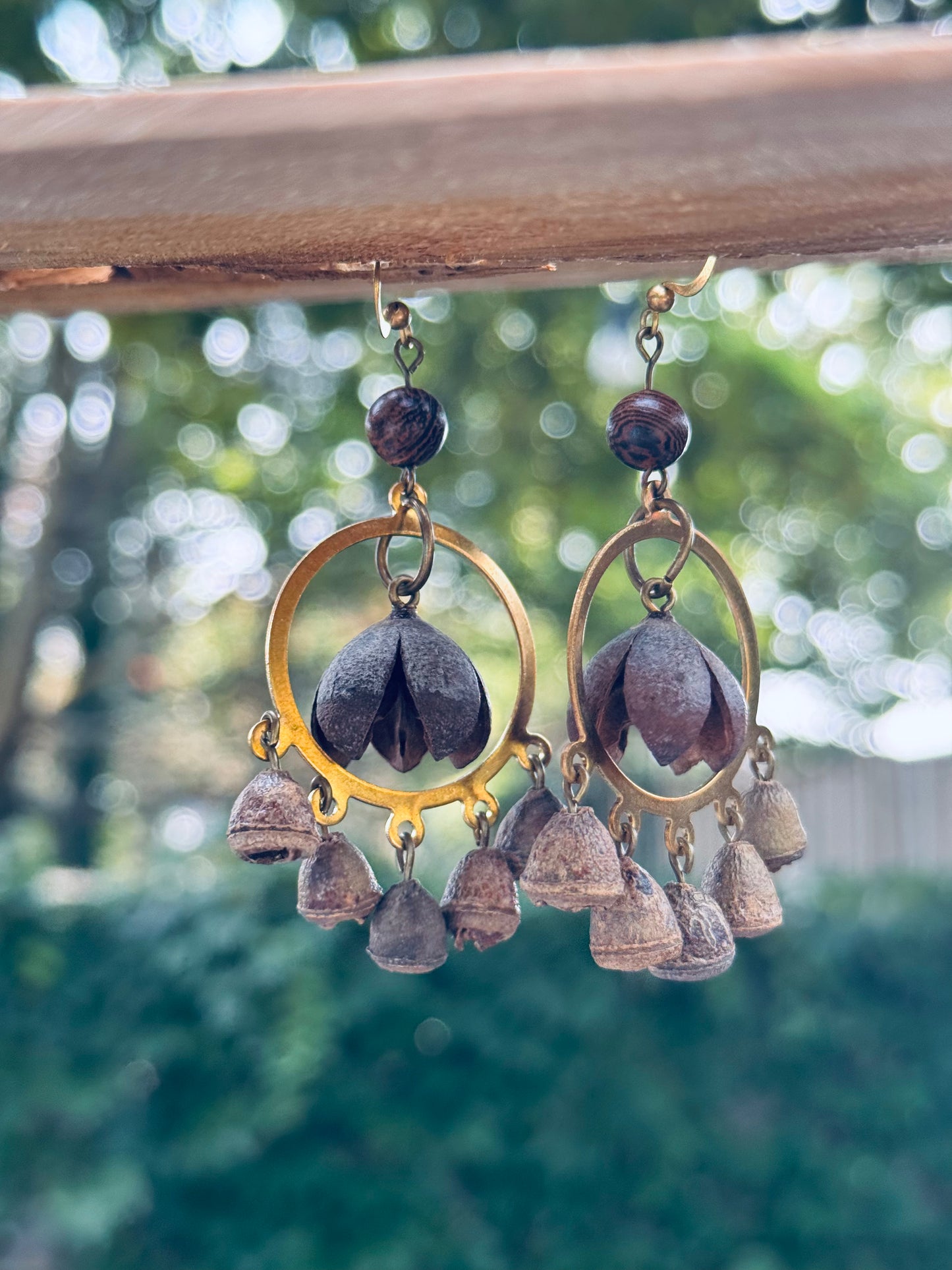 Smiling Seed & Bell Pod Earrings – Natural Boho Charm