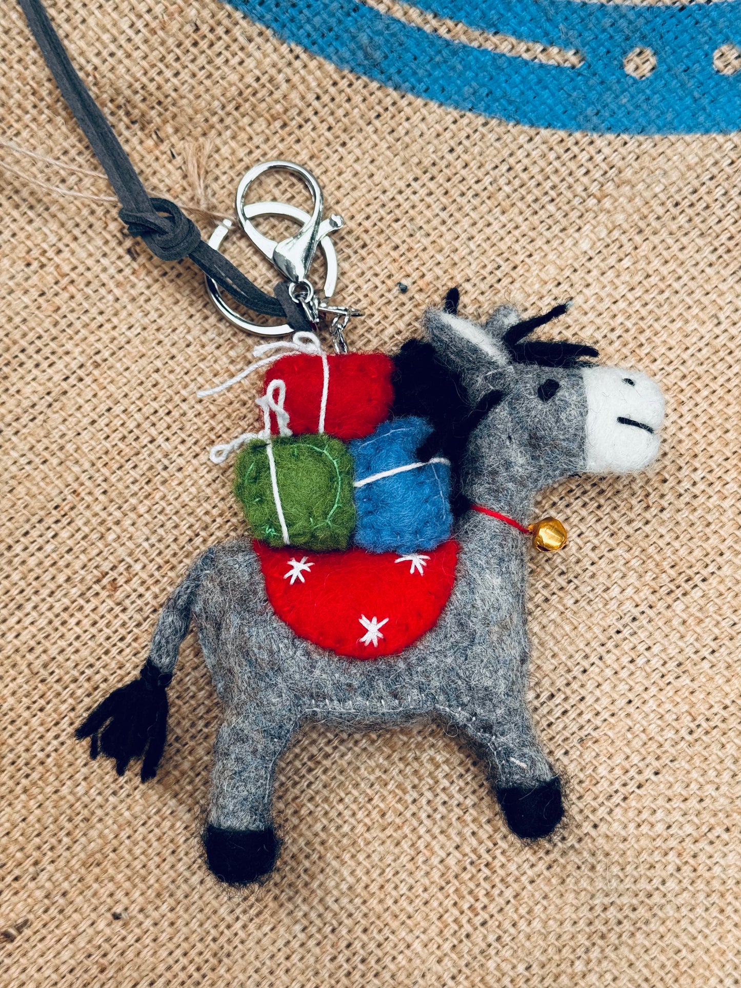 🐴 Felted Wool Donkey Keychain