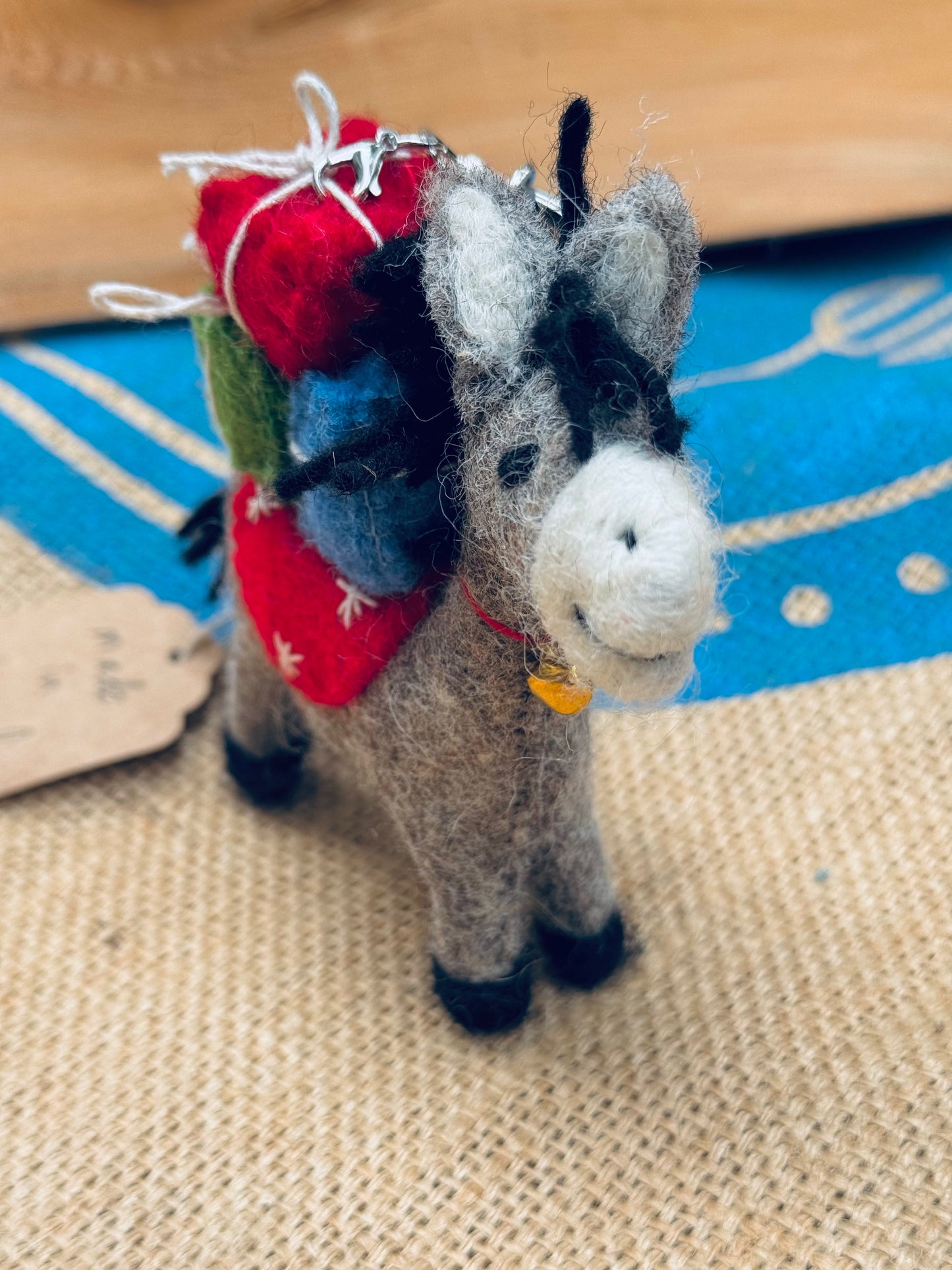 🐴 Felted Wool Donkey Keychain