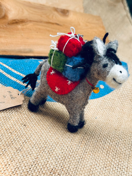 🐴 Felted Wool Donkey Keychain