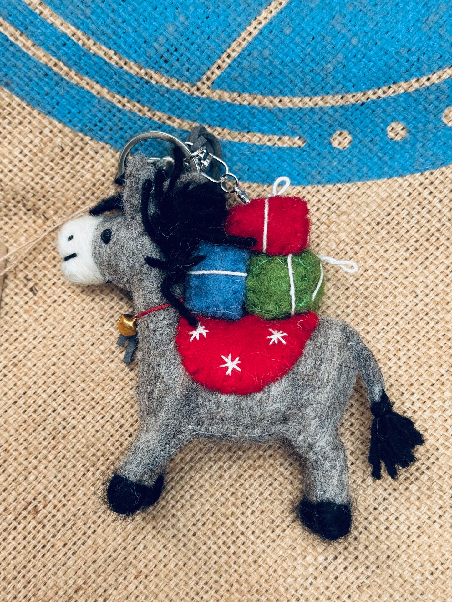 🐴 Felted Wool Donkey Keychain