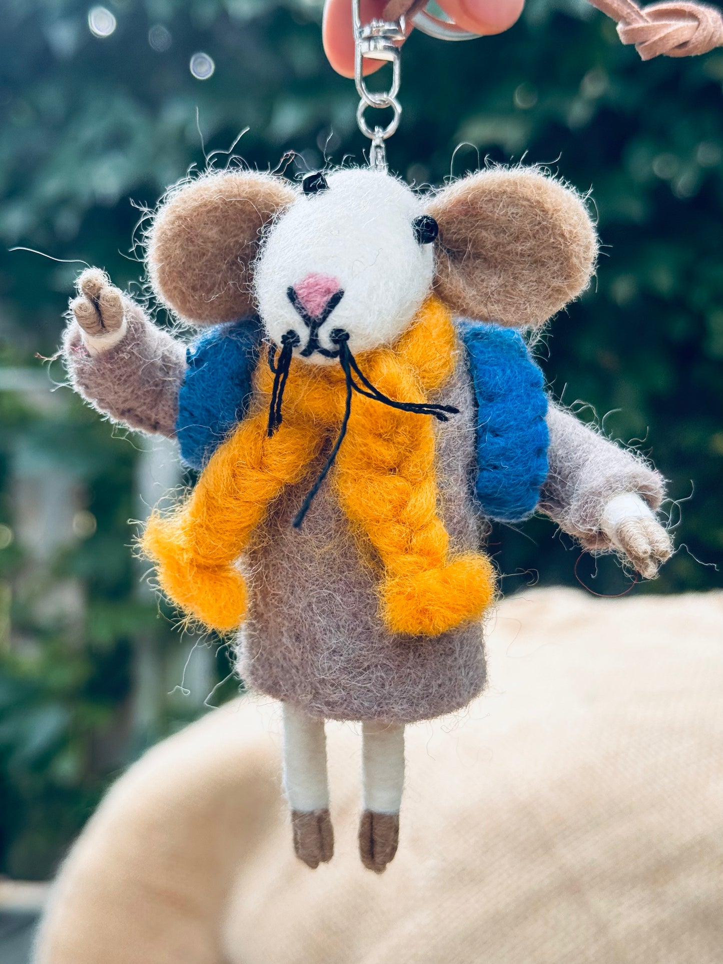 🌼 Adventurer Felted Mouse – Handmade in Nepal