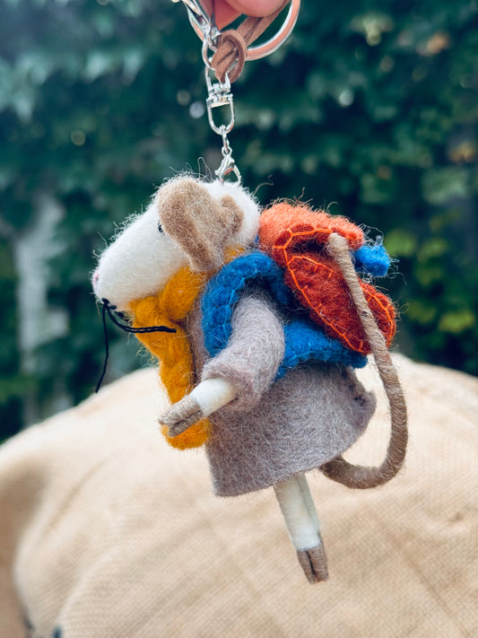 🌼 Adventurer Felted Mouse – Handmade in Nepal