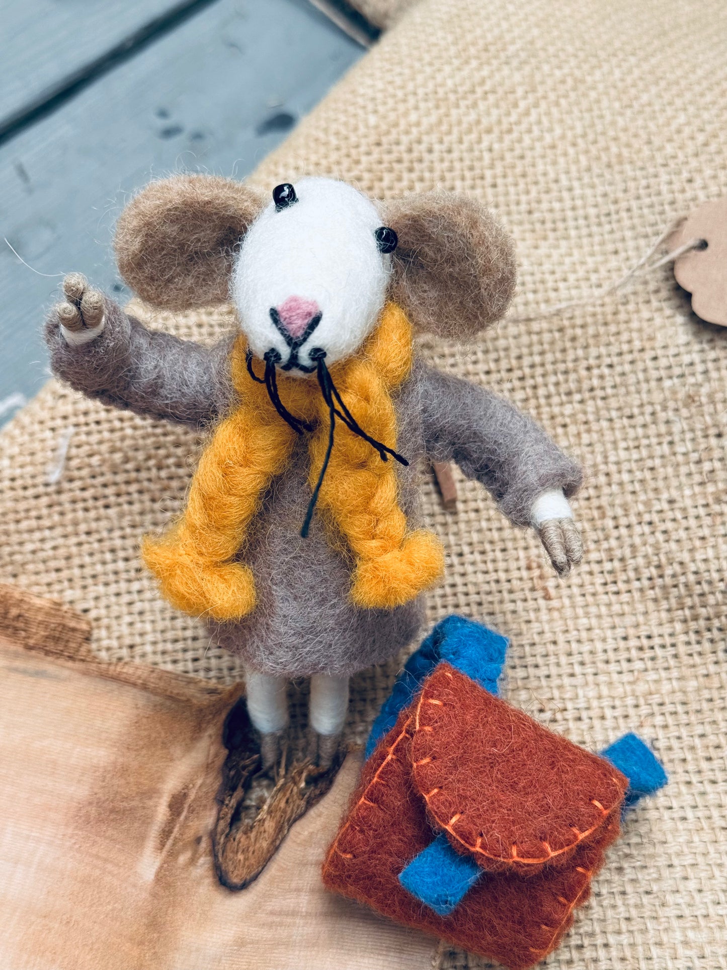 🌼 Adventurer Felted Mouse – Handmade in Nepal