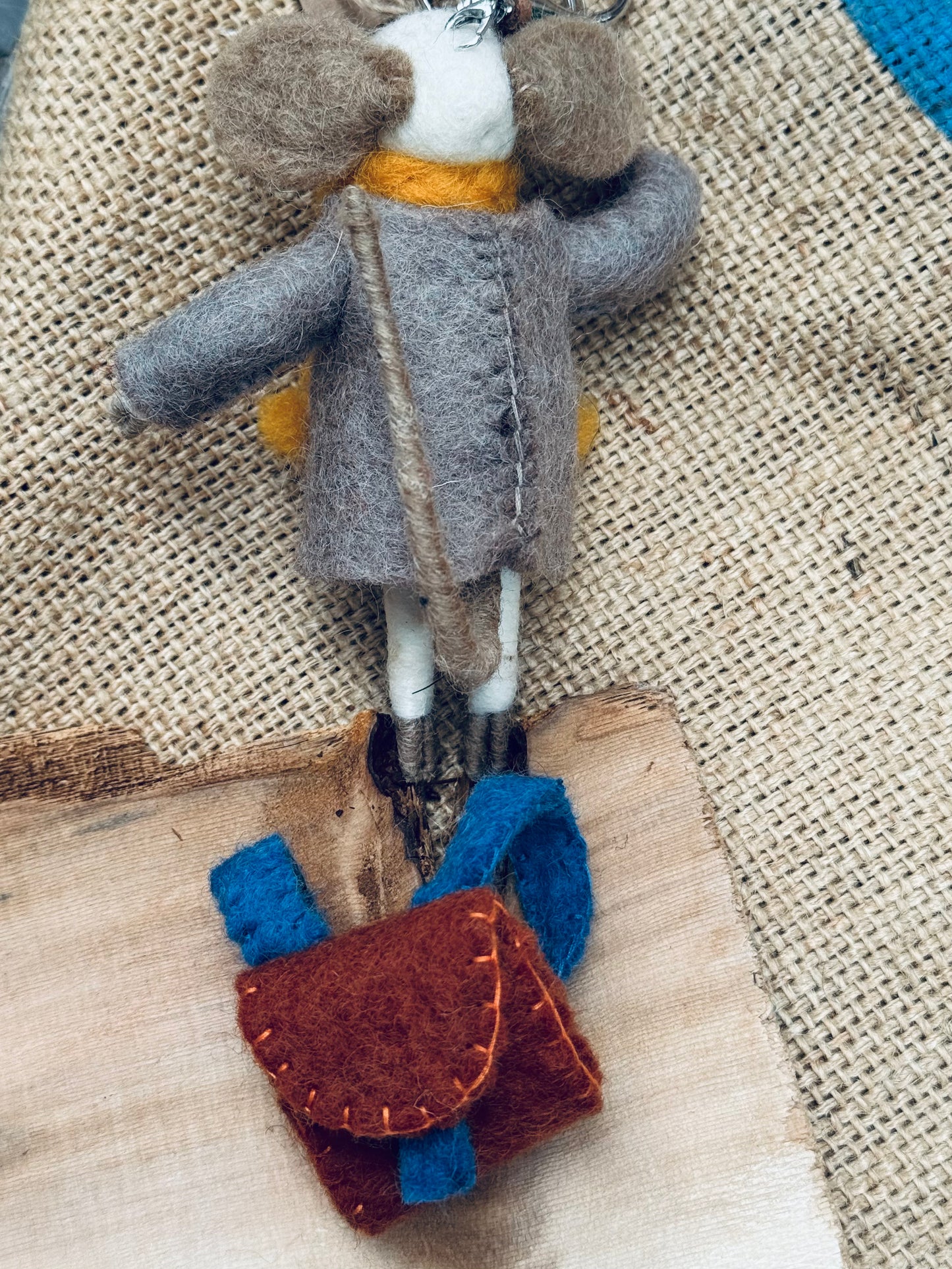 🌼 Adventurer Felted Mouse – Handmade in Nepal