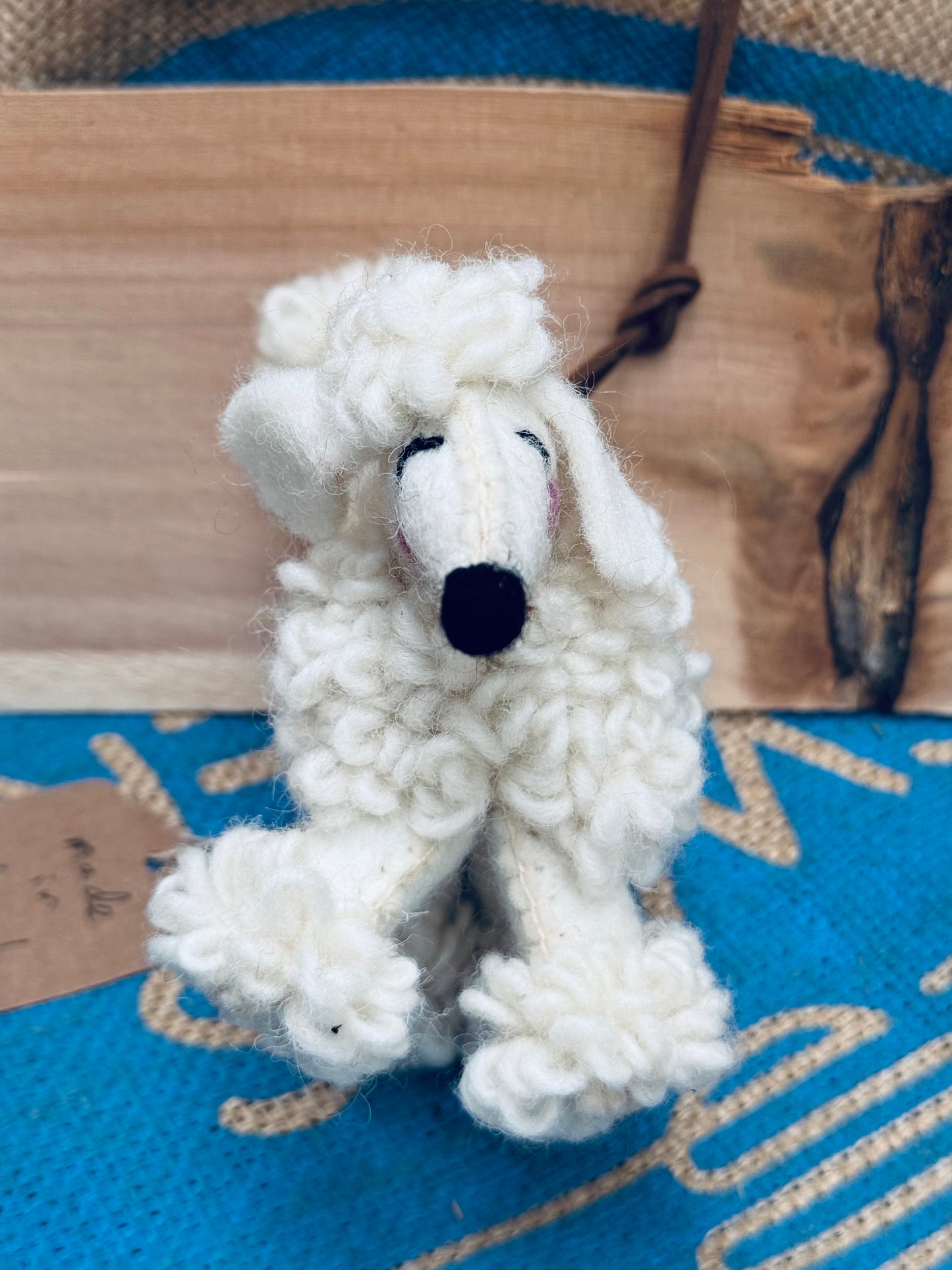 Handmade Felted Wool Poodle Ornament – Made in Nepal