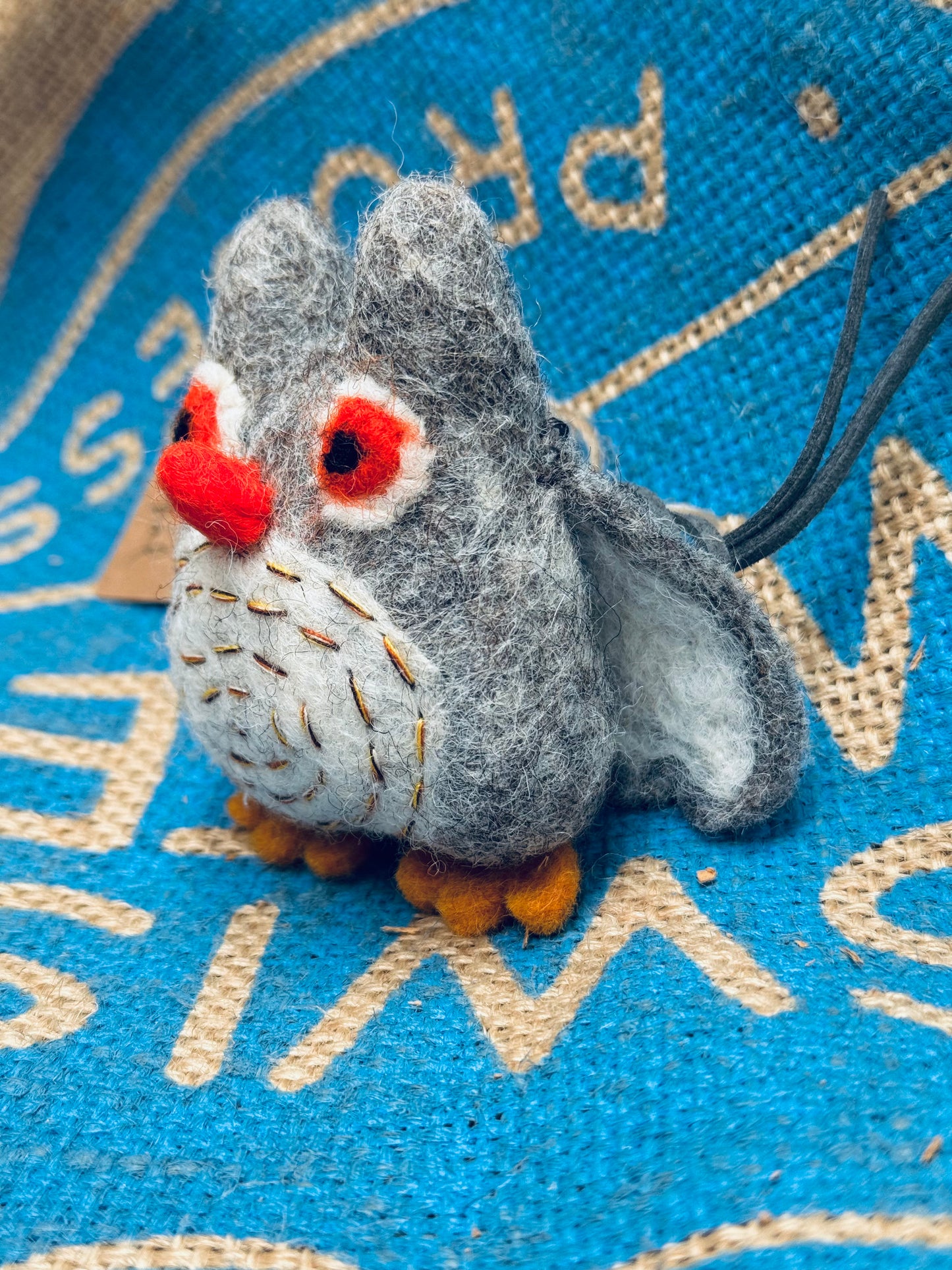 🦉Felted Wool Owl Keychain – Handmade in Nepal