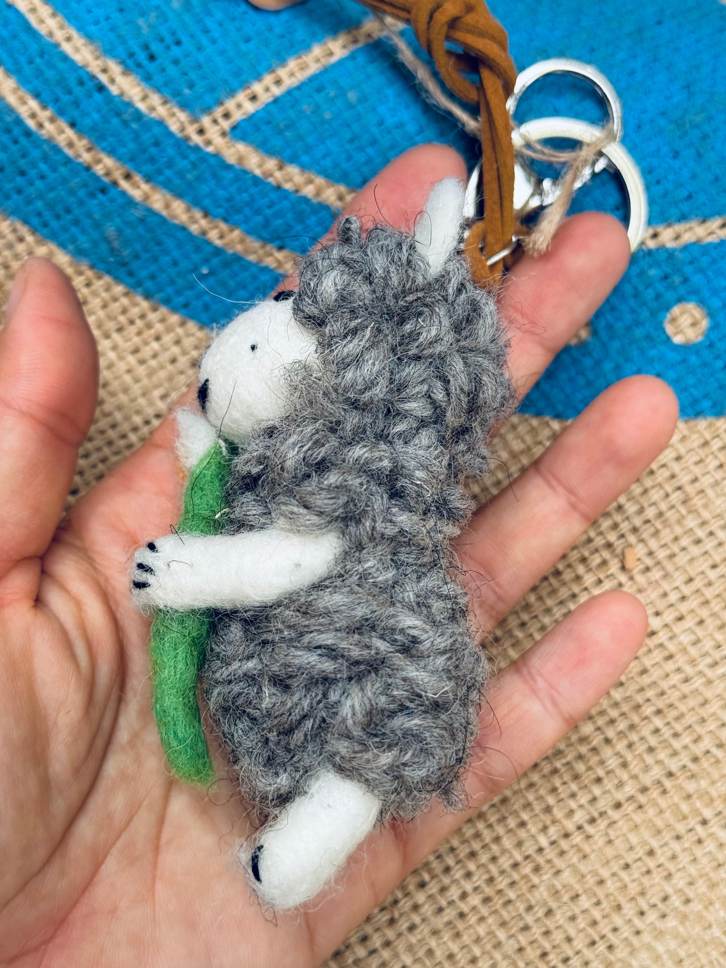 Handmade Felt Wool Lamb Keychain – Flower Hug Edition 🐑🌼