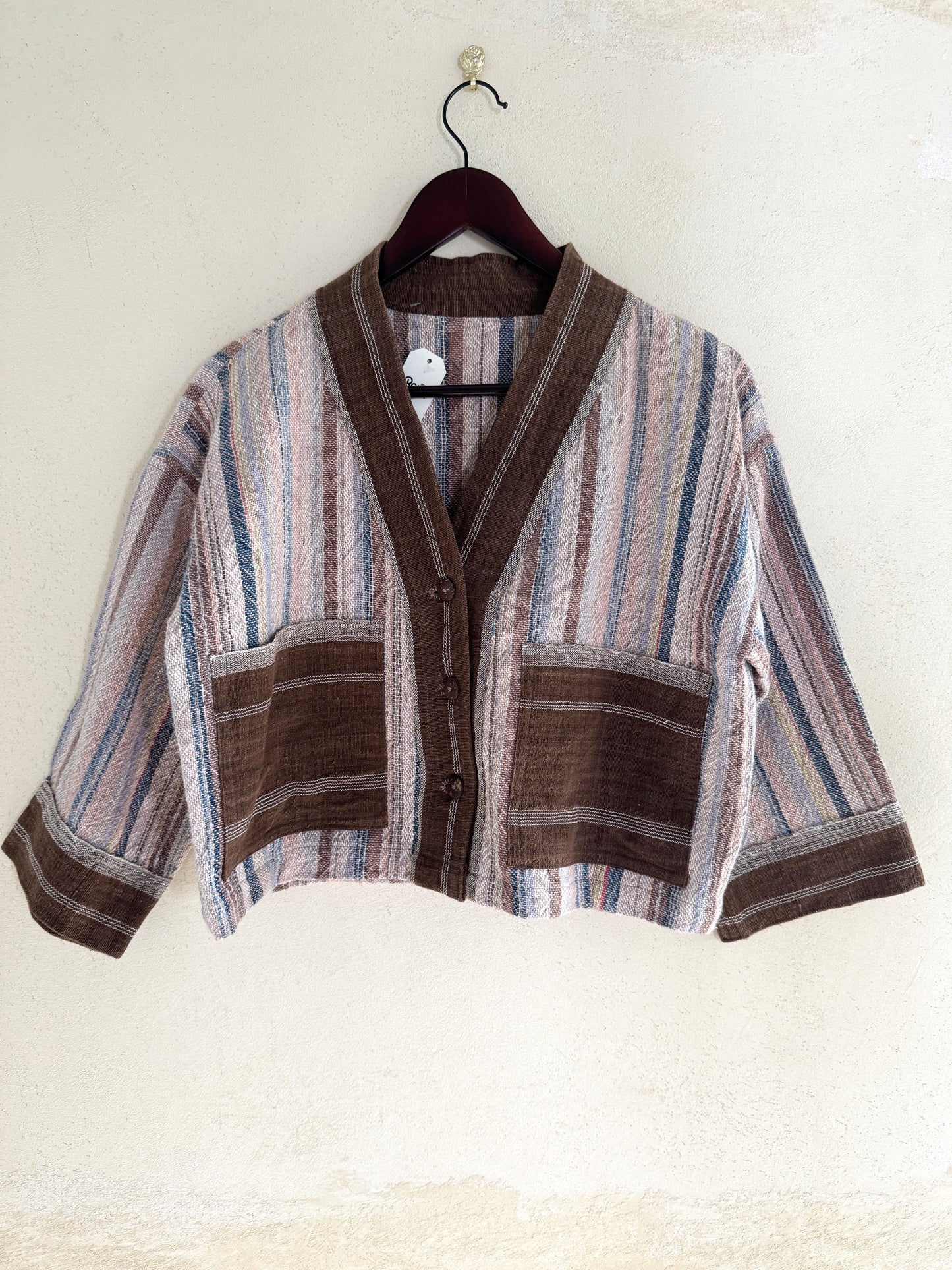 Handmade Thai Patchwork Jacket | Embroidered Cotton Kimono-Style Outerwear