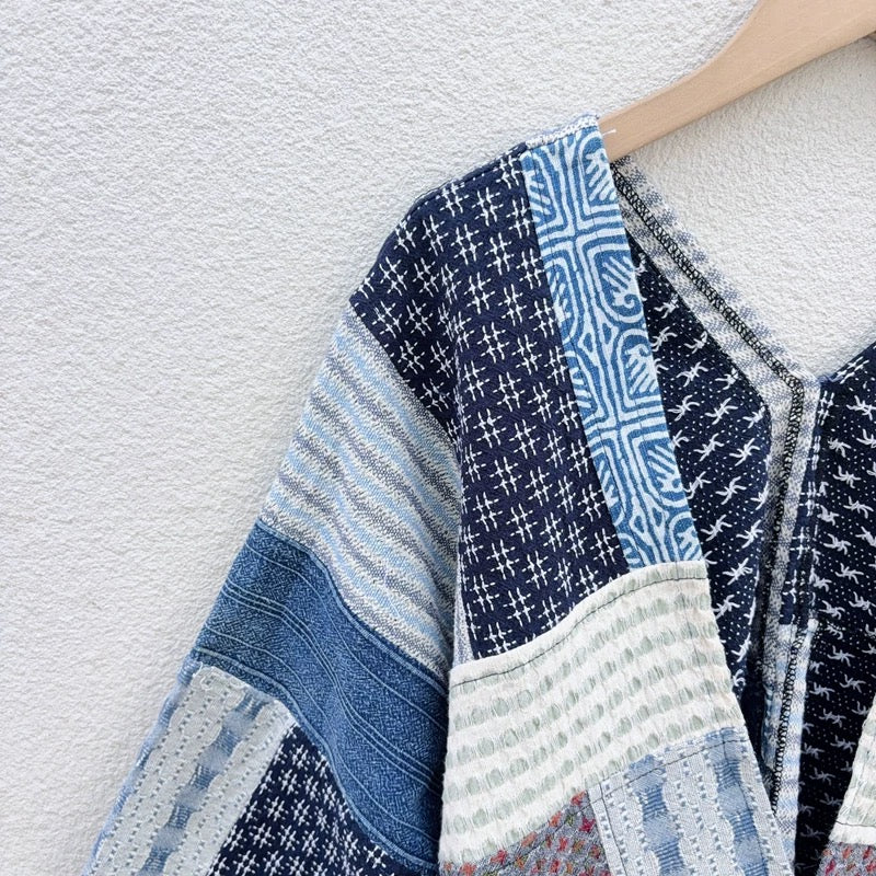 Handwoven Patchwork Kimono Jacket | Handmade in Thailand | One-of-a-Kind Unisex Layer