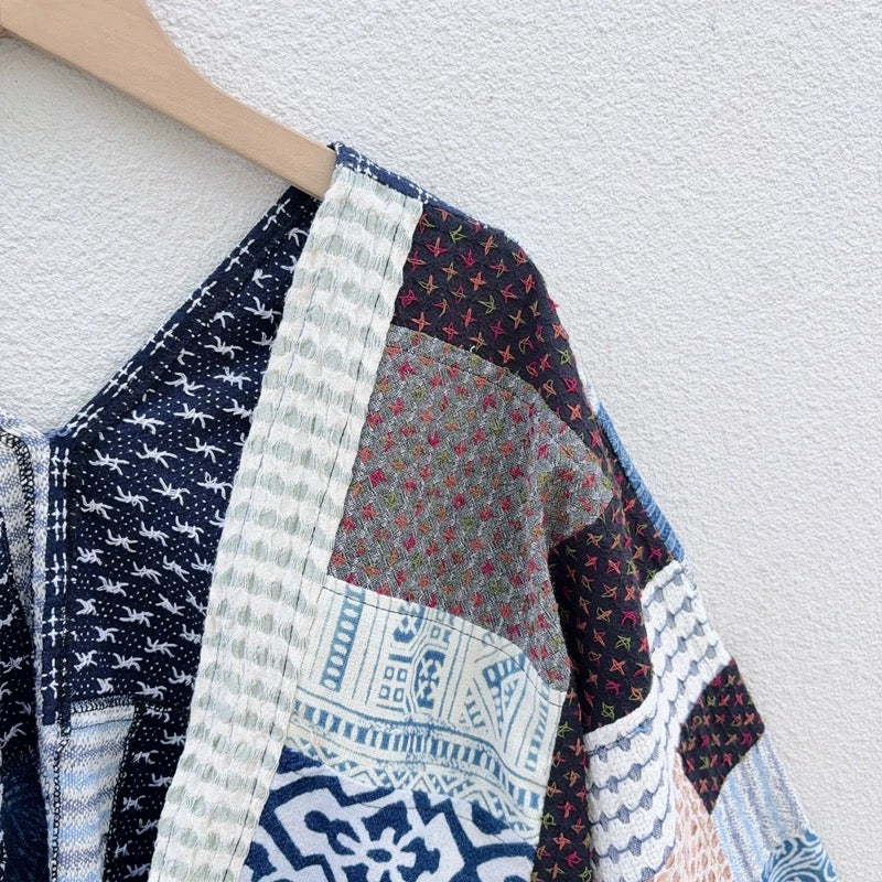 Handwoven Patchwork Kimono Jacket | Handmade in Thailand | One-of-a-Kind Unisex Layer