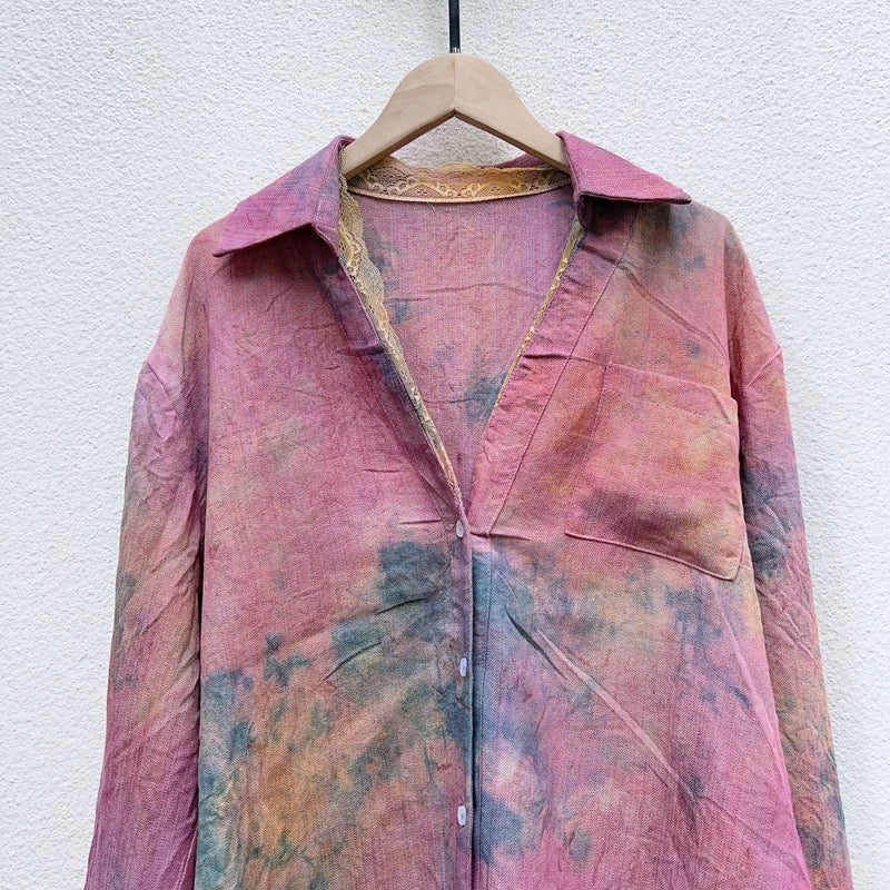 Botanical Dyed Tencel Linen Shirt | Handmade | One-of-a-Kind