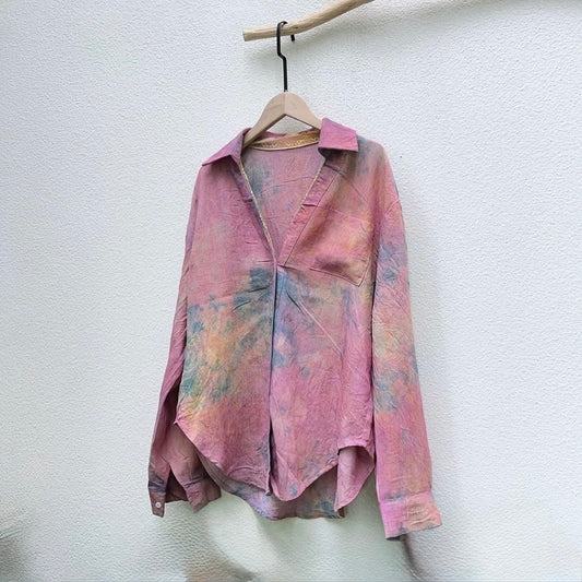Botanical Dyed Tencel Linen Shirt | Handmade | One-of-a-Kind