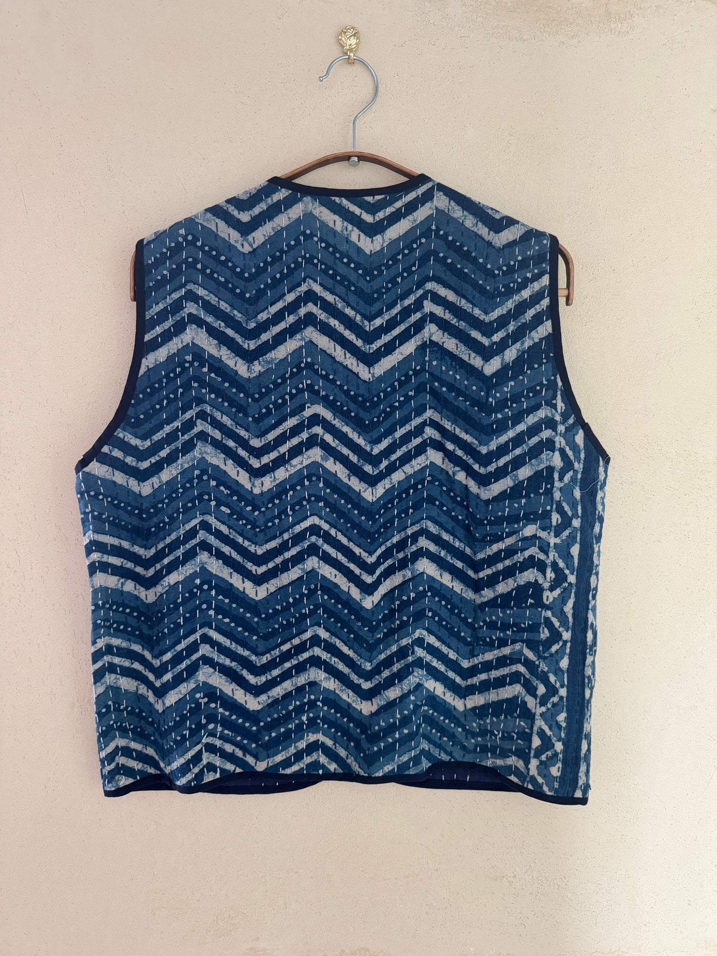 Handmade Indigo Quilted Vest – Plant Dyed Cotton | One-of-a-Kind Artisan Piece