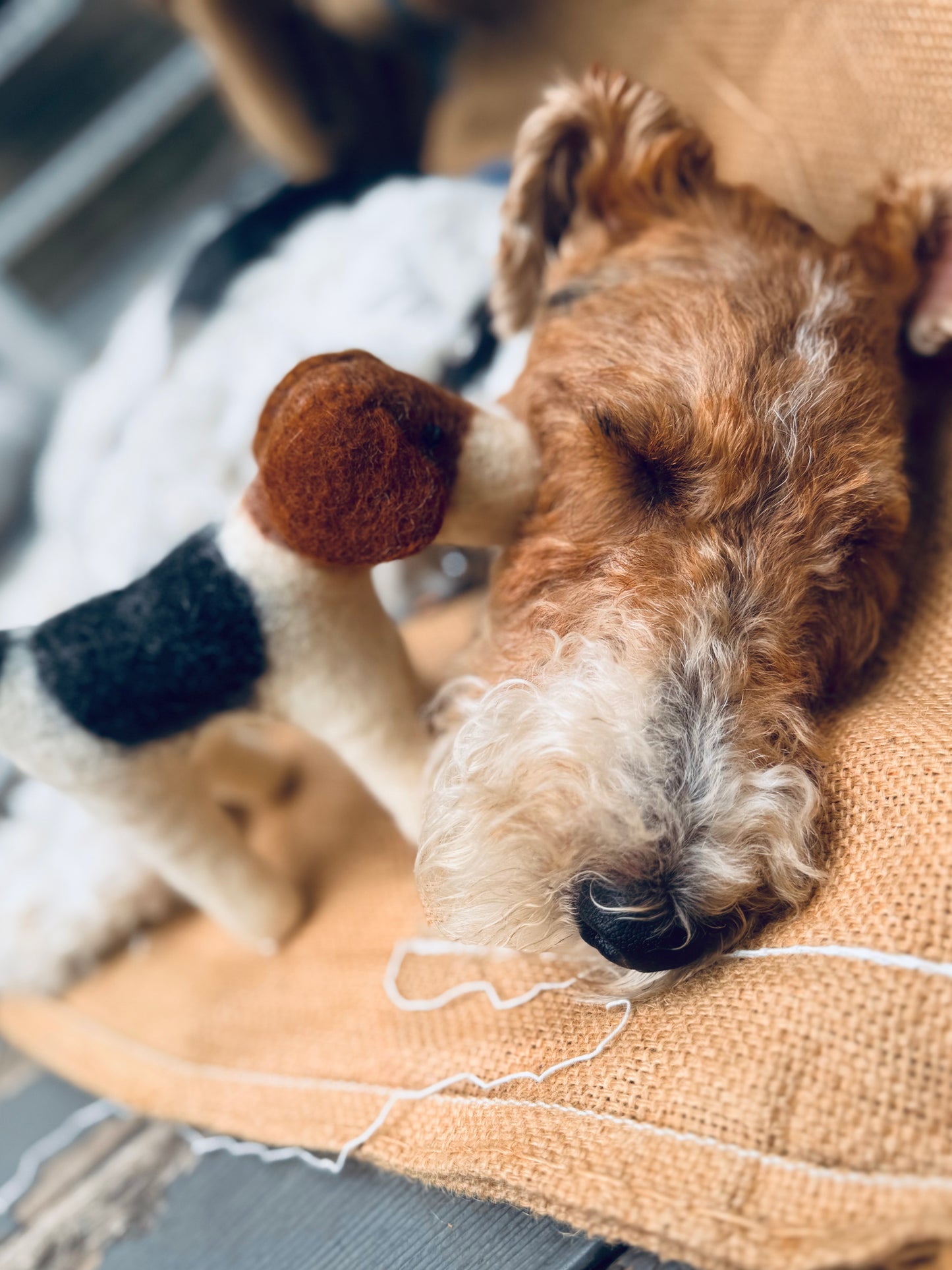 🐶 Handmade Felted Wool Wire Fox Terriers – 3 Sizes