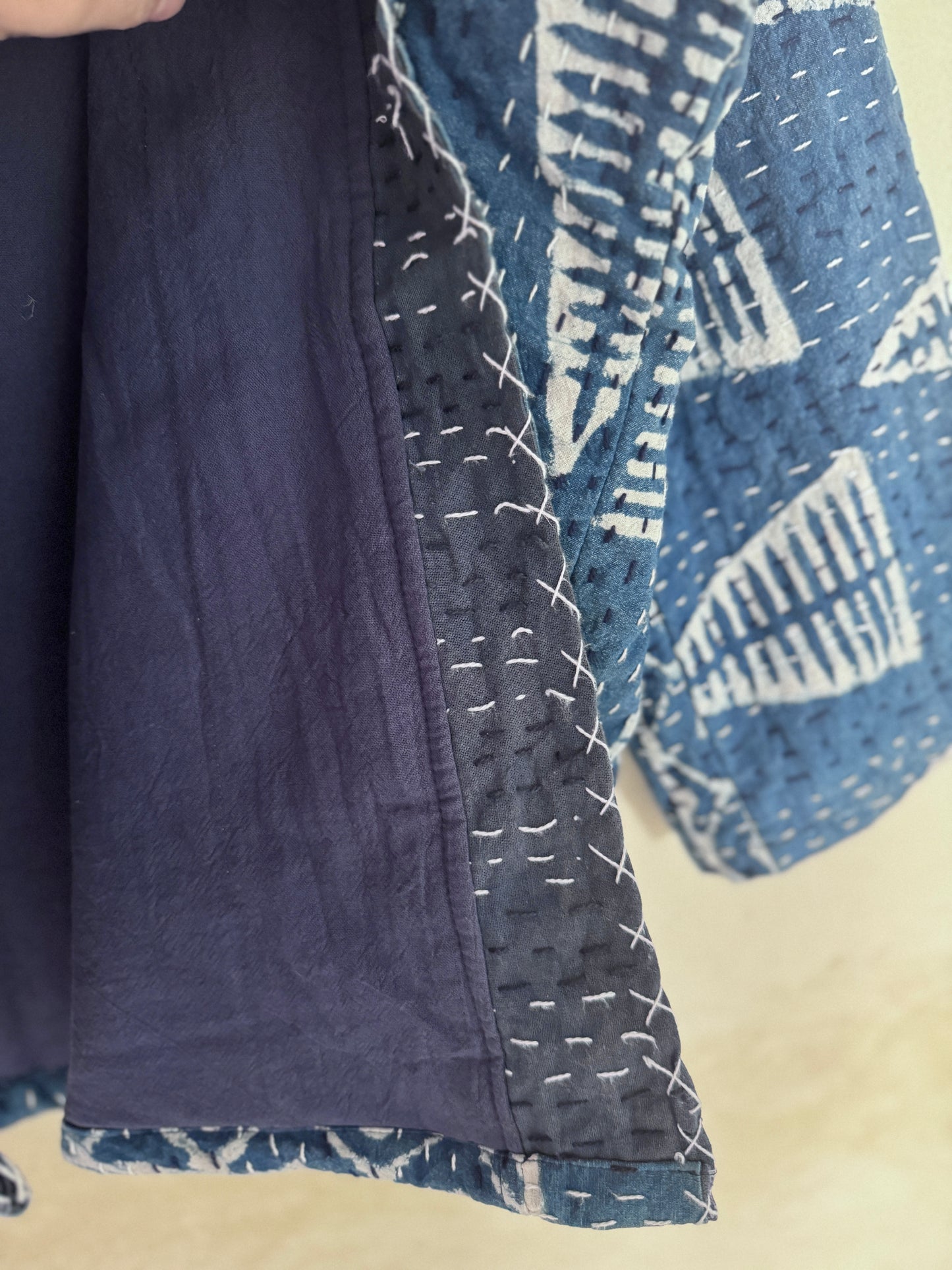 Indigo Hand-Stitched Quilted Cotton Jacket